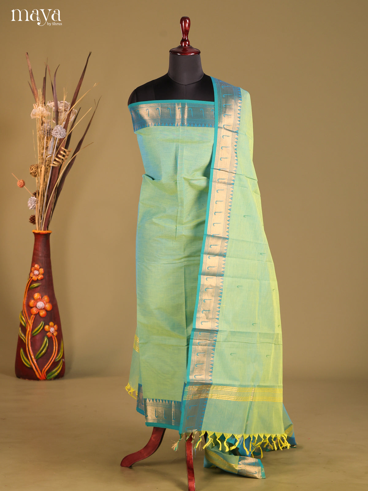 MDG25021-chettinad top & dupatta combo