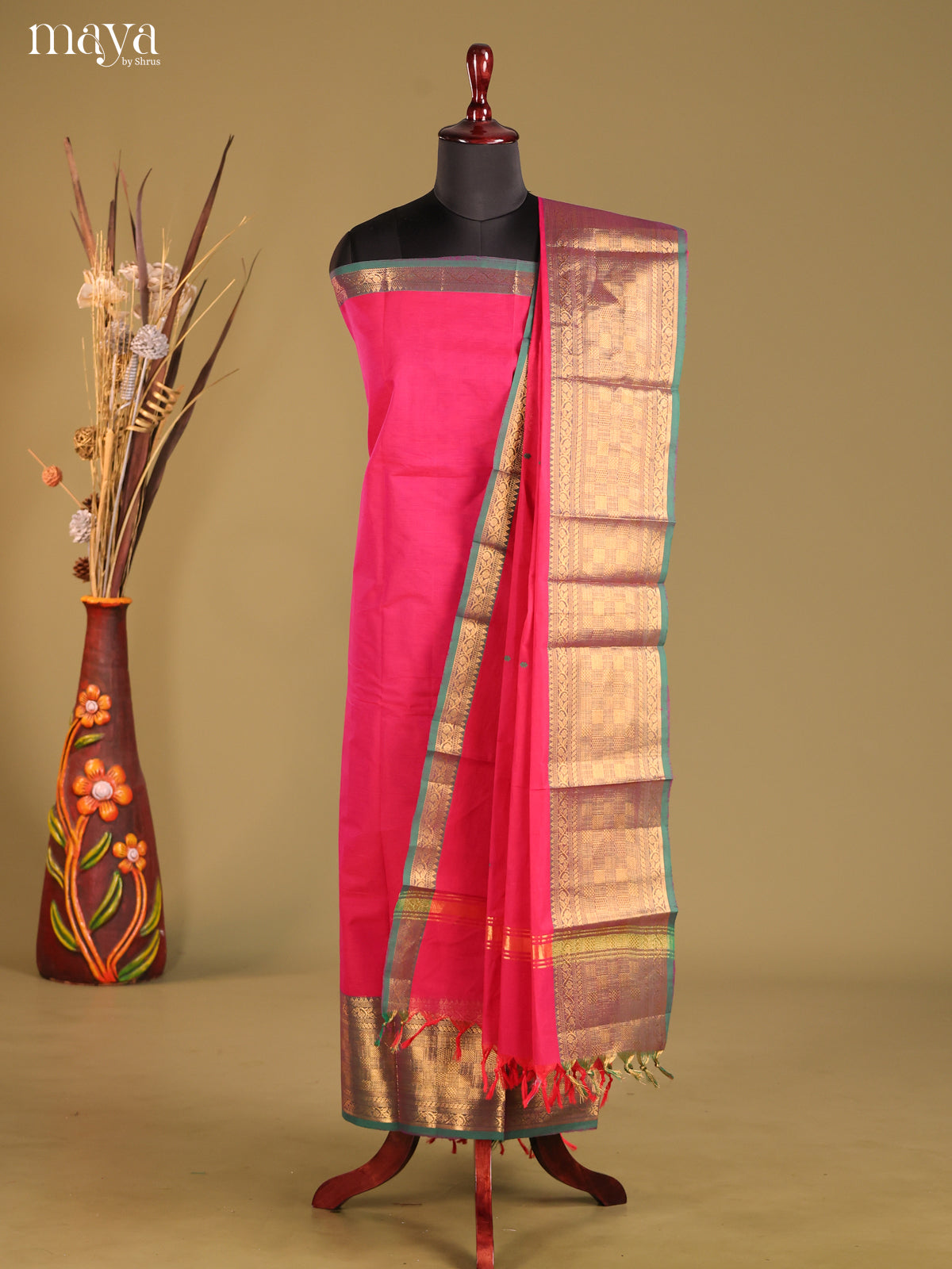 MDG25022-chettinad top & dupatta combo