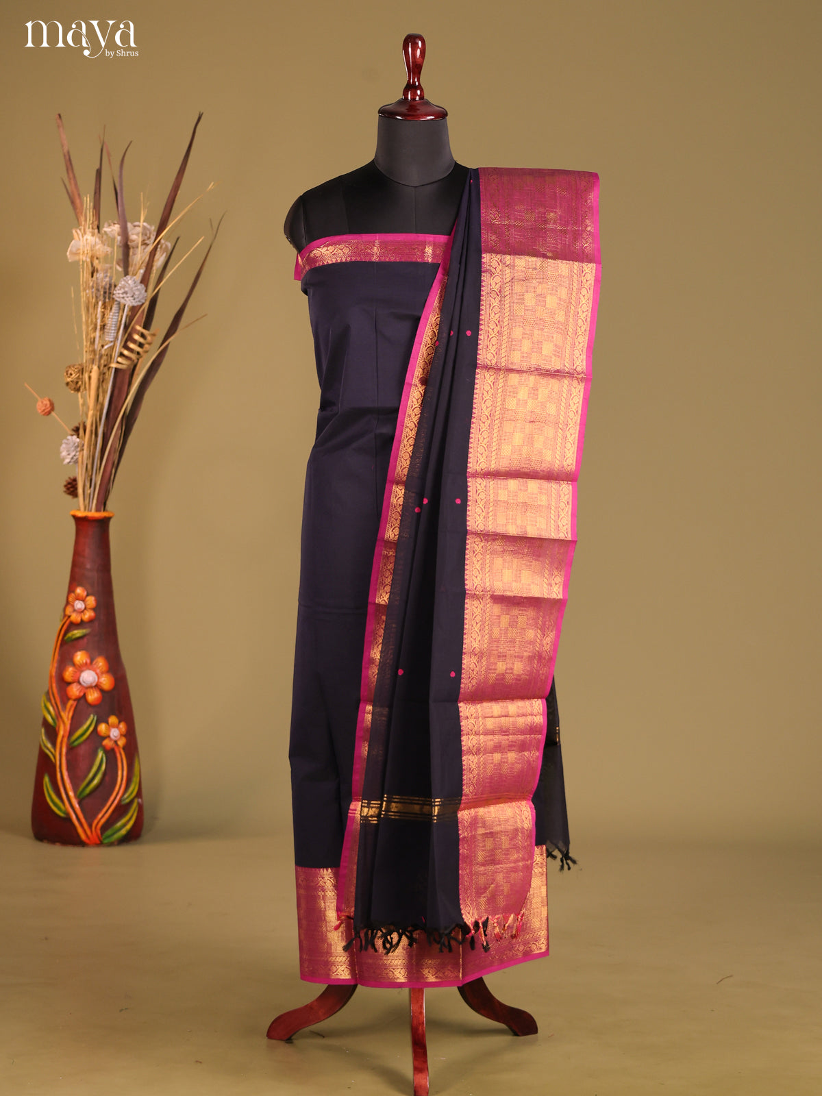 MDG25023-chettinad top & dupatta combo