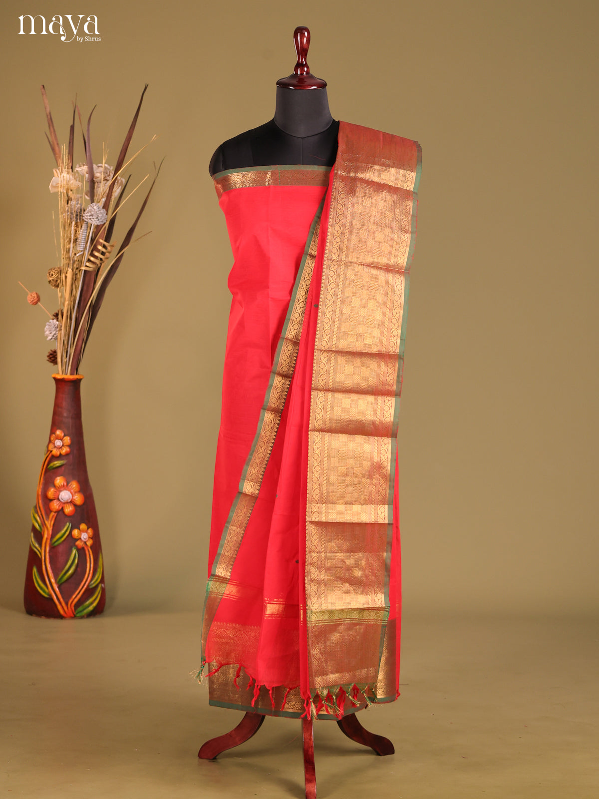 MDG25025-chettinad top & dupatta combo