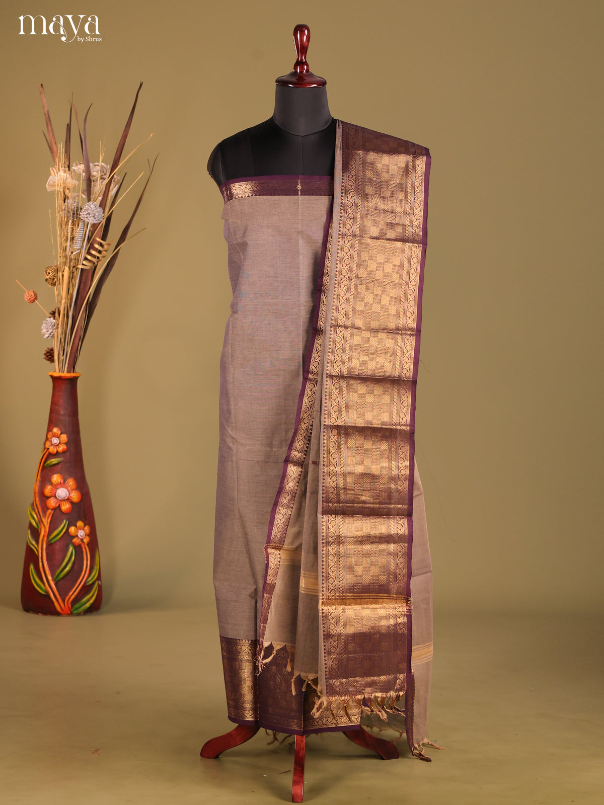 MDG25026-chettinad top & dupatta combo
