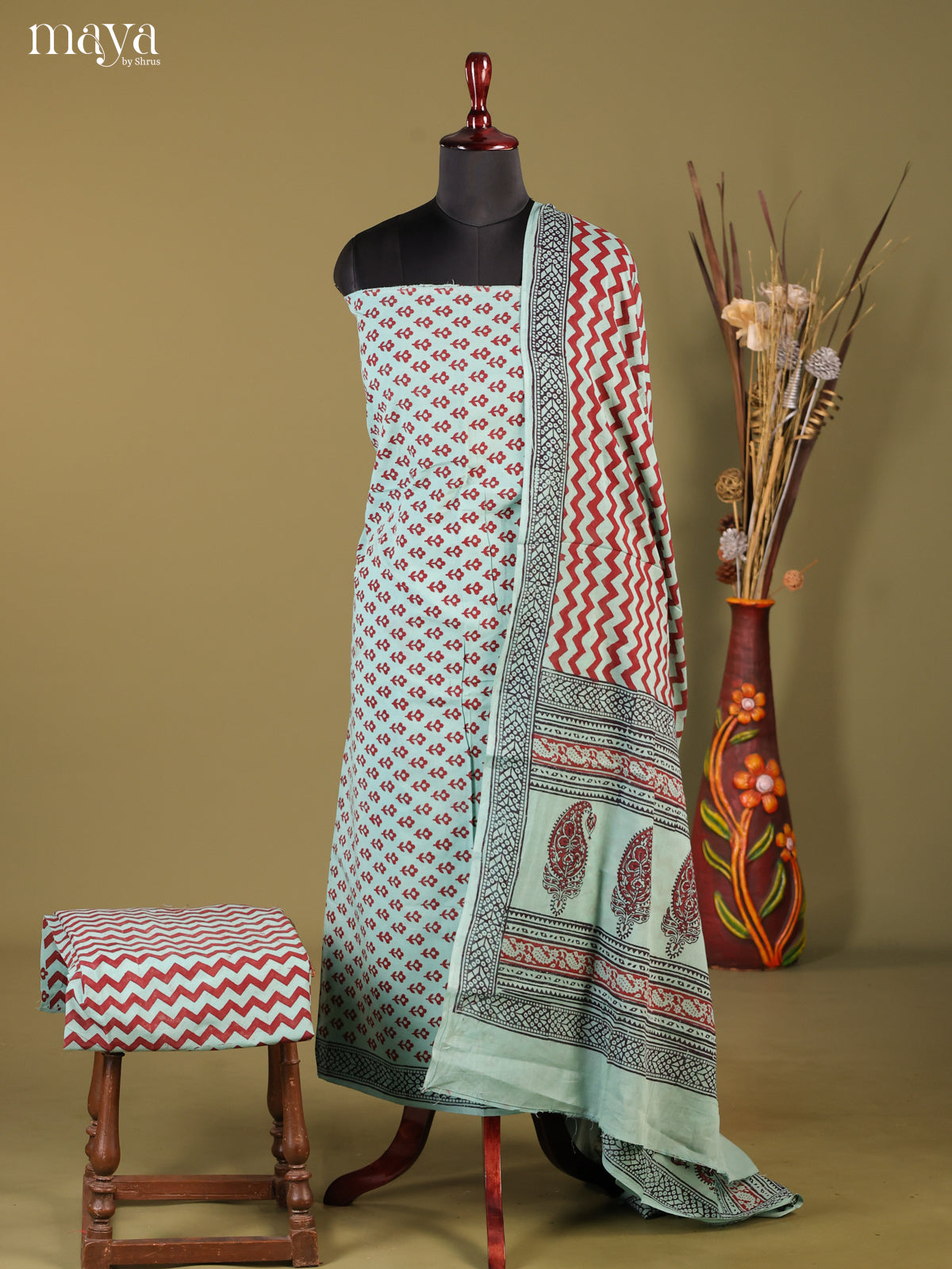 Blue -Bagh Cotton Salwar Unstich