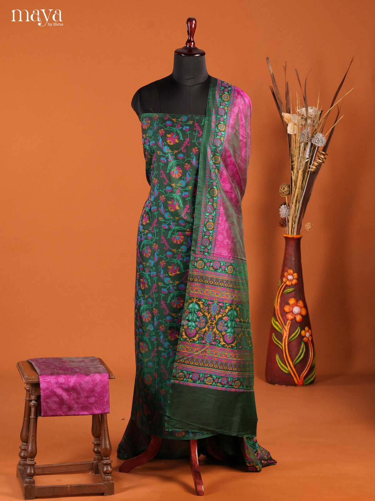 Green & Purple -Semi patola salwar unstitch