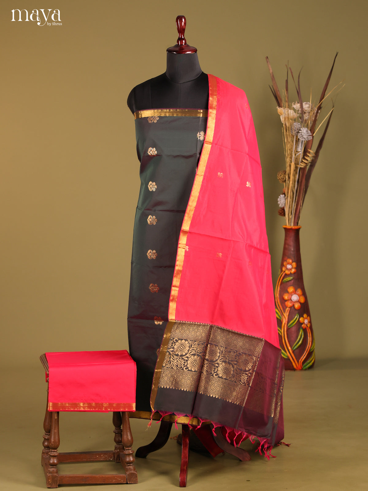 MDH05091-semi softsilk salwar Unstitch