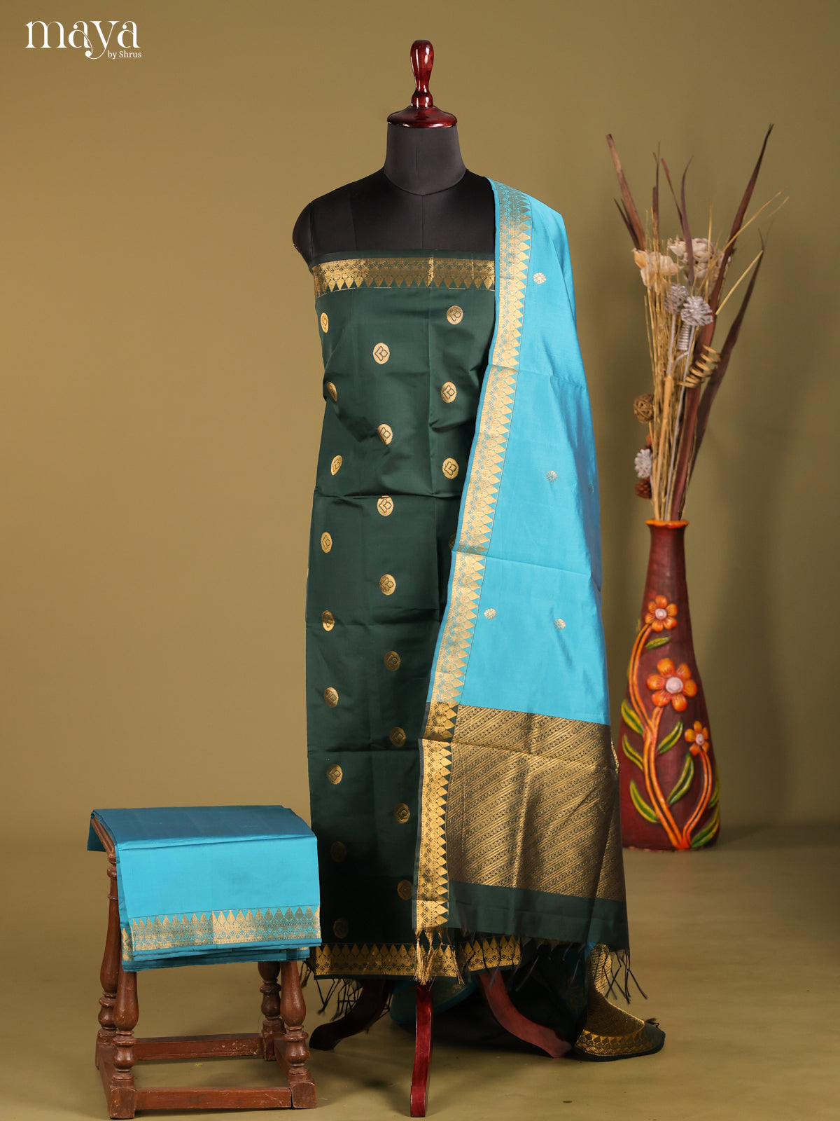 MDH05099-semi softsilk salwar Unstitch