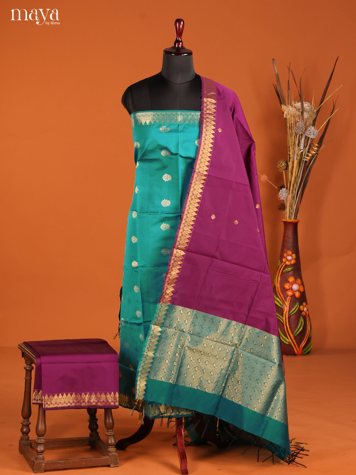 MDH05113-semi softsilk salwar Unstitch