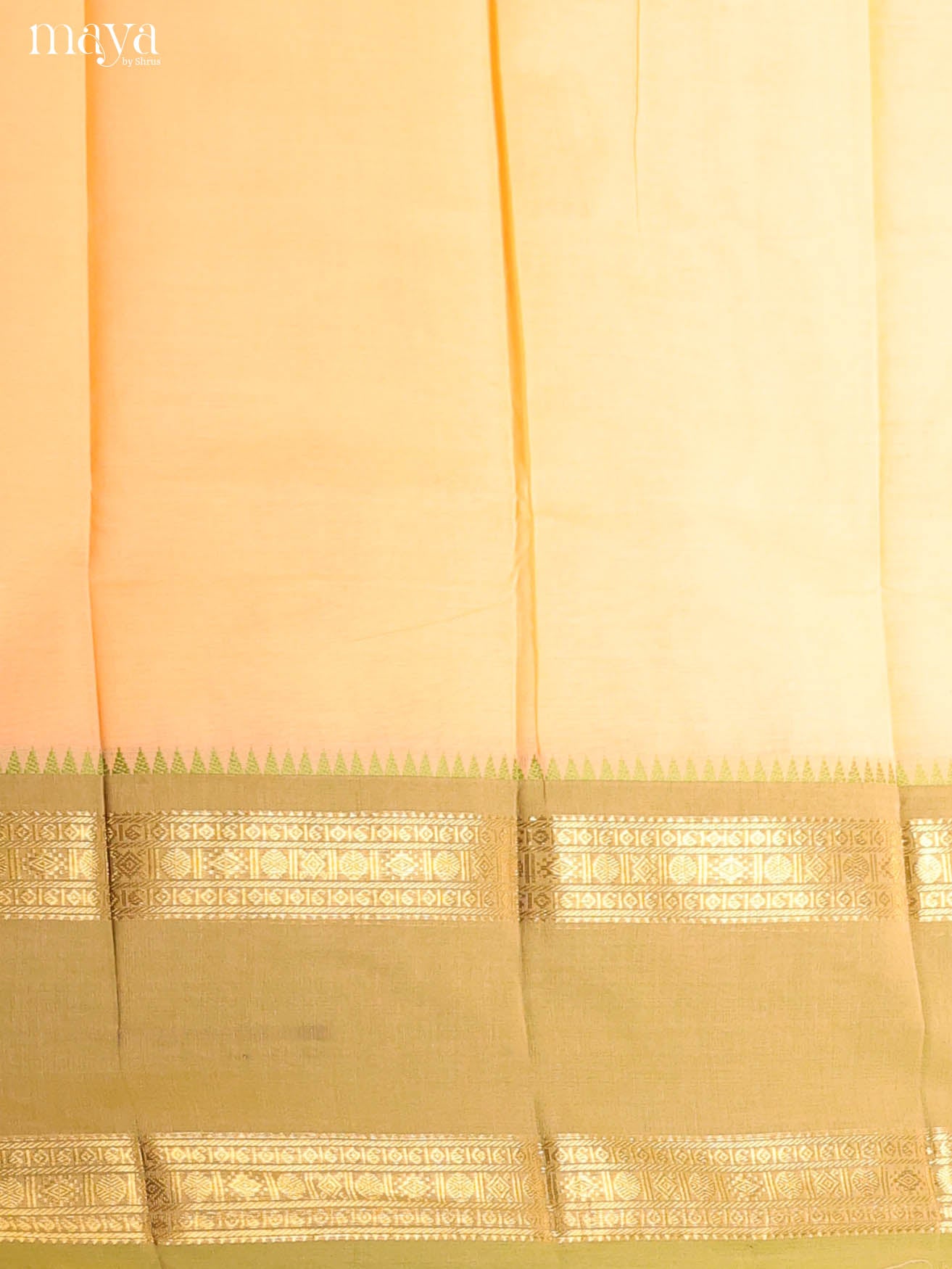 Cream & Green-chettinad top & dupatta combo