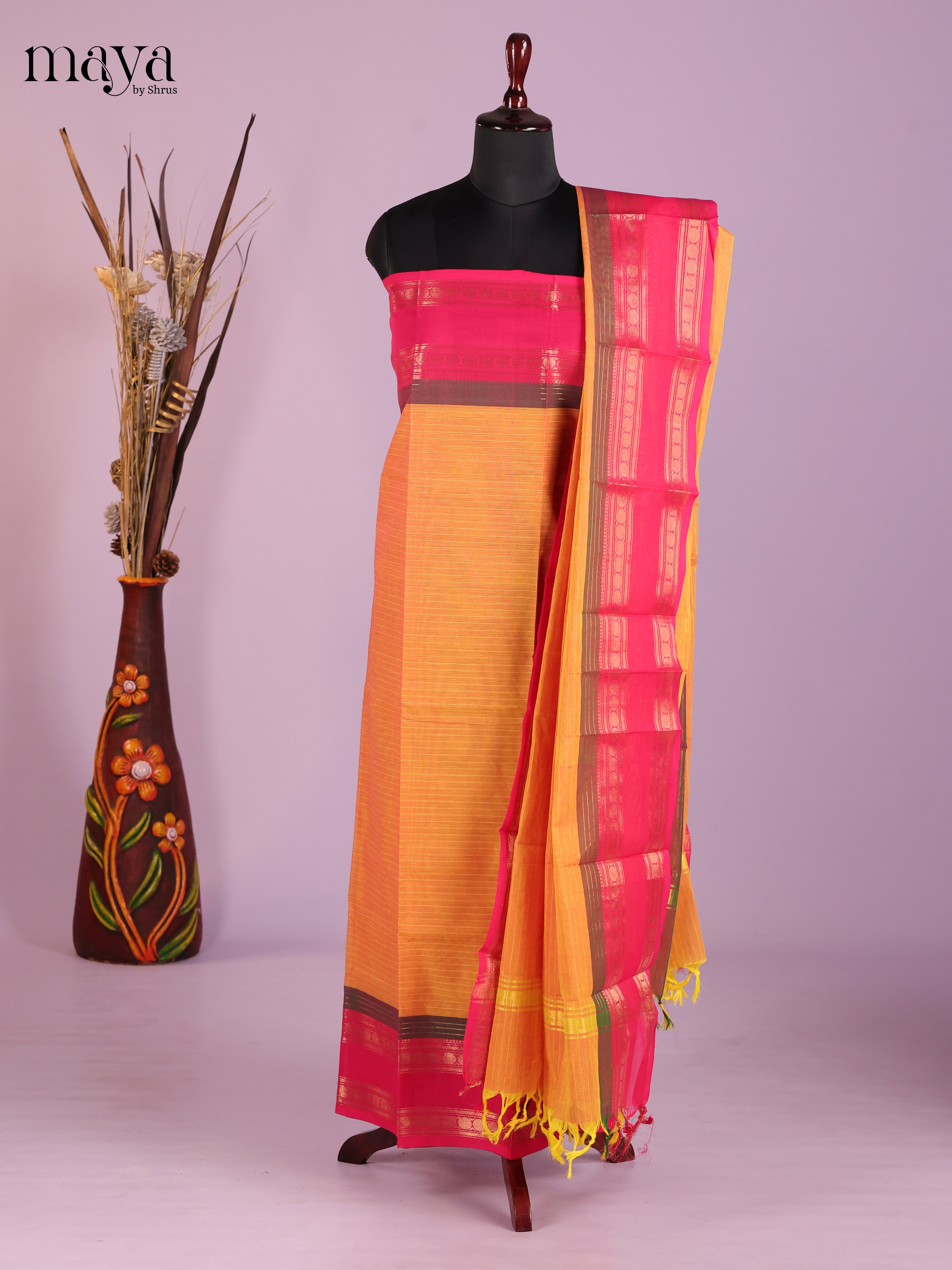 Orange & Pink -chettinad top & dupatta combo