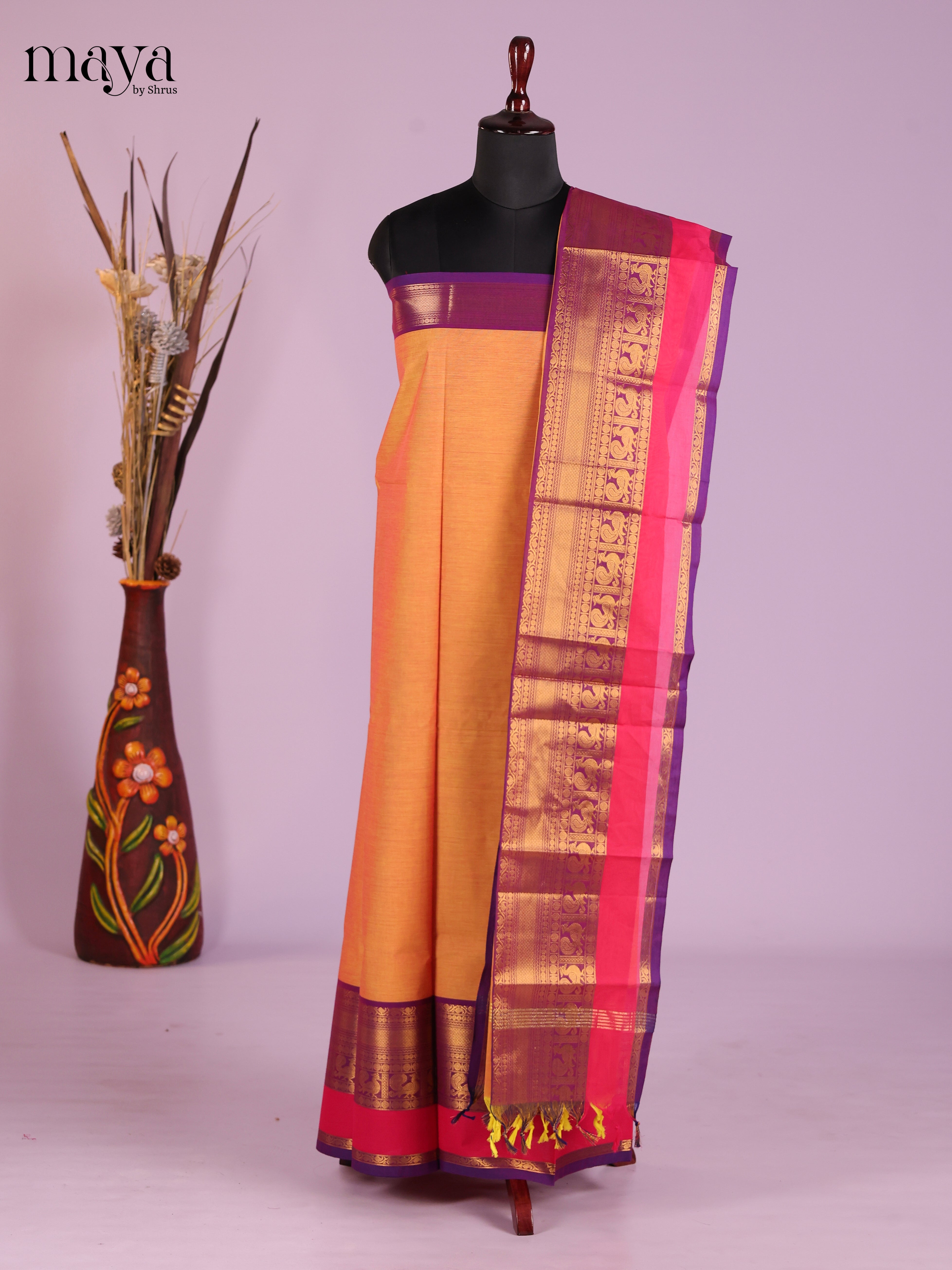 Orange & Purple -chettinad top & dupatta combo