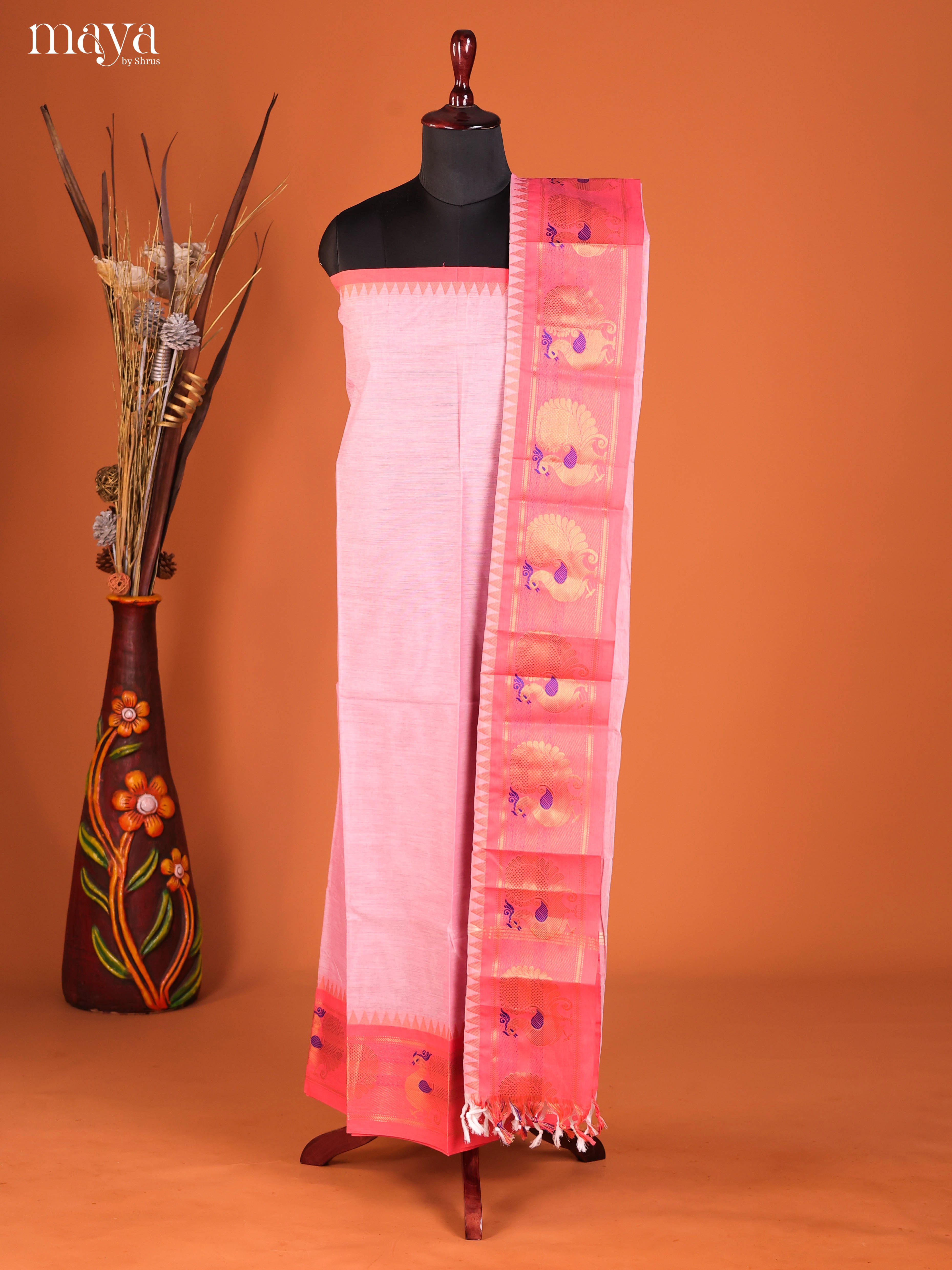 Baby Pink & Pink-chettinad top & dupatta combo