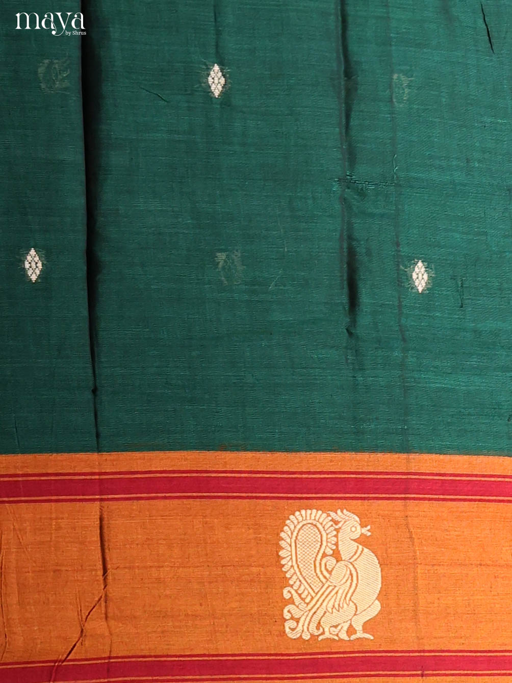 Green & Orange-Narayanpet top & dupatta combo