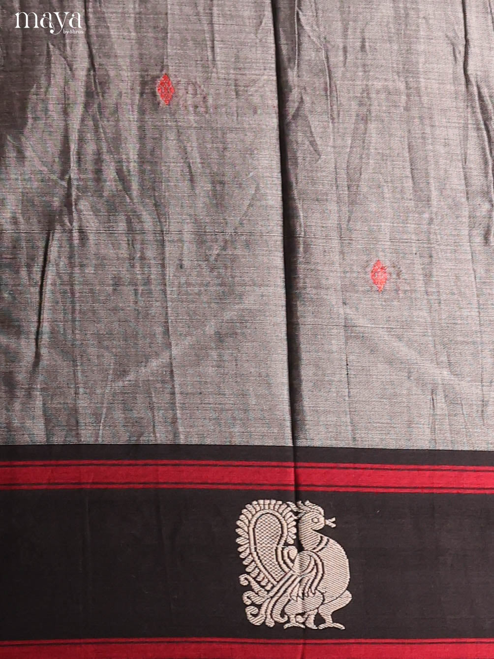 Grey & Black -Narayanpet top & dupatta combo
