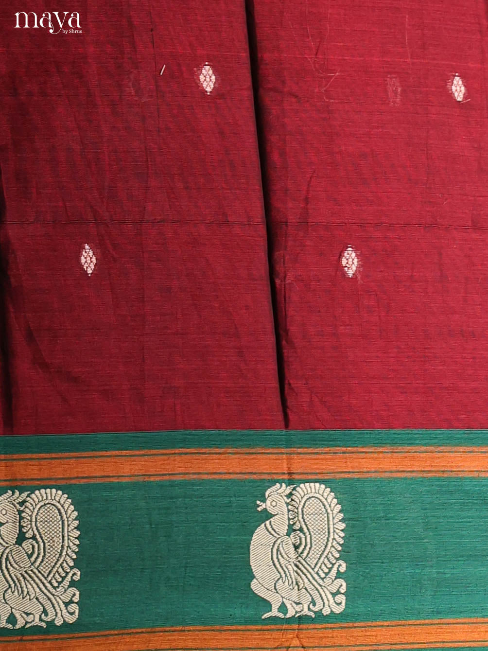 Maroon & Green -Narayanpet top & dupatta combo