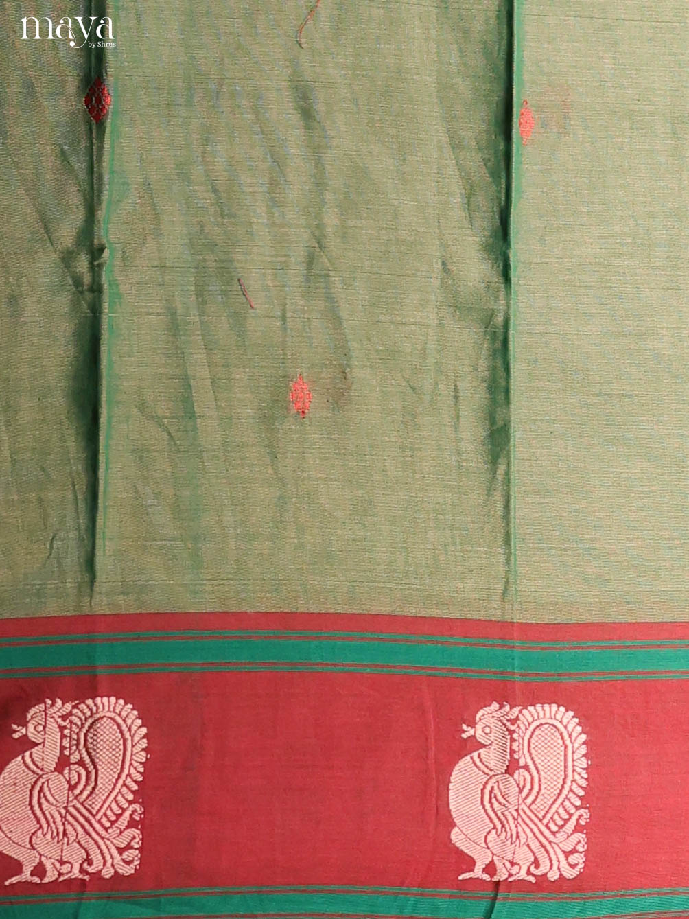 Green & Red -Narayanpet top & dupatta combo