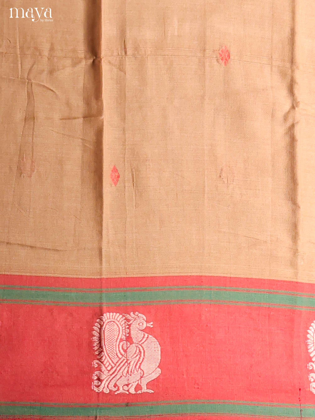Light Brown & Red -Narayanpet top & dupatta combo