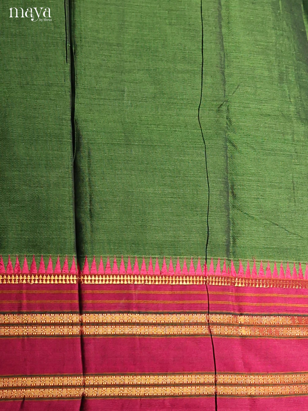 Green & Red -Narayanpet top & dupatta combo