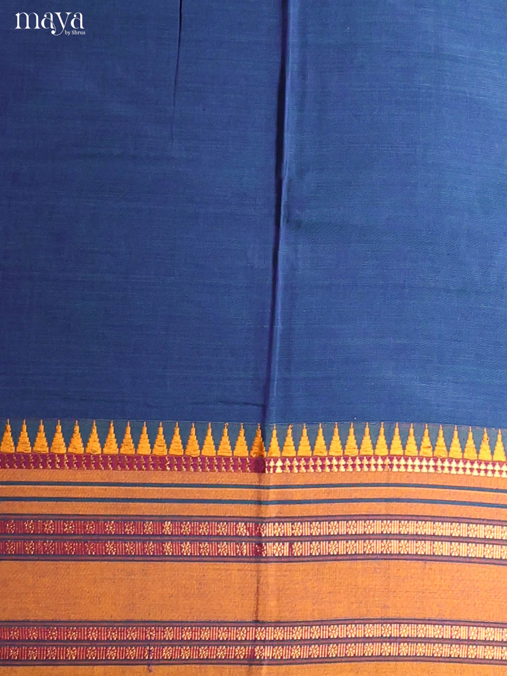 Blue & Mustard -Narayanpet top & dupatta combo