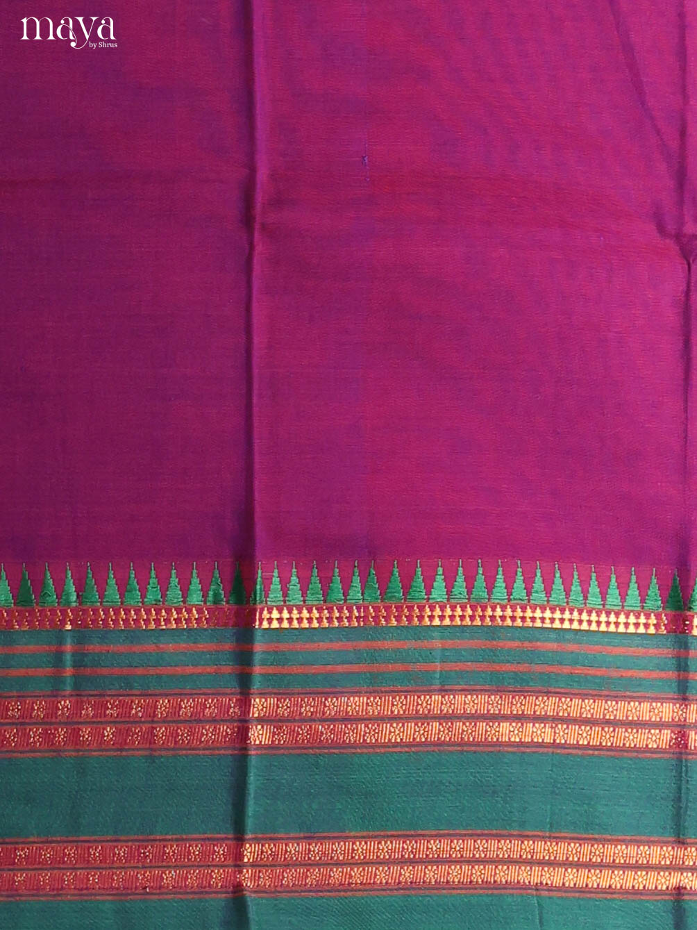 Purple & Green-Narayanpet top & dupatta combo