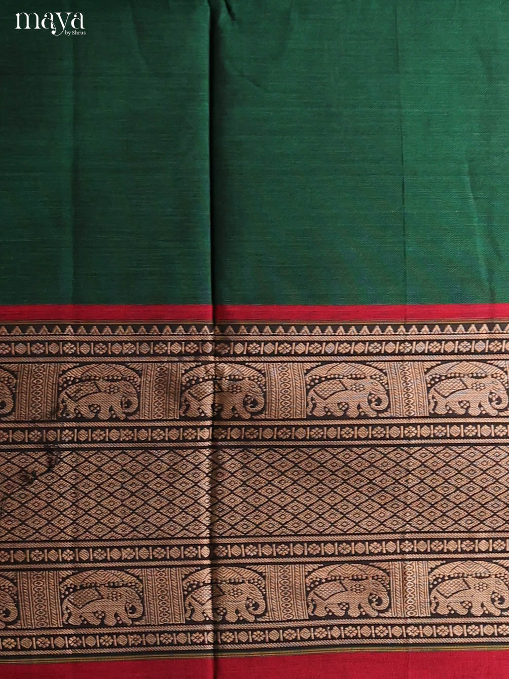 Green & Red-Narayanpet top & dupatta combo