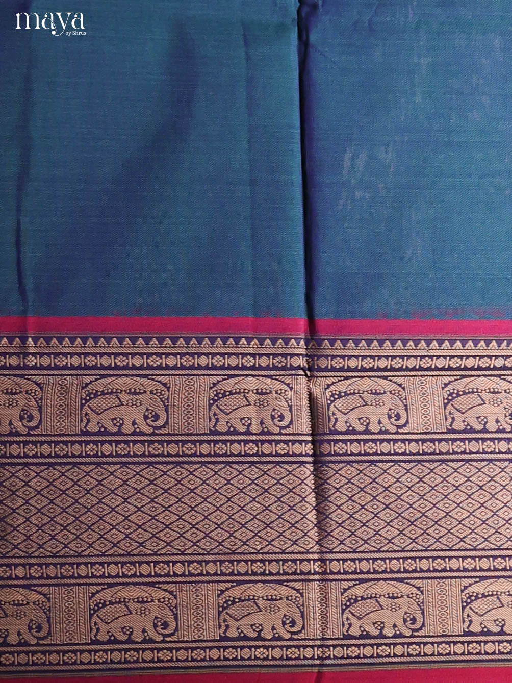 Blue & Red-Narayanpet top & dupatta combo