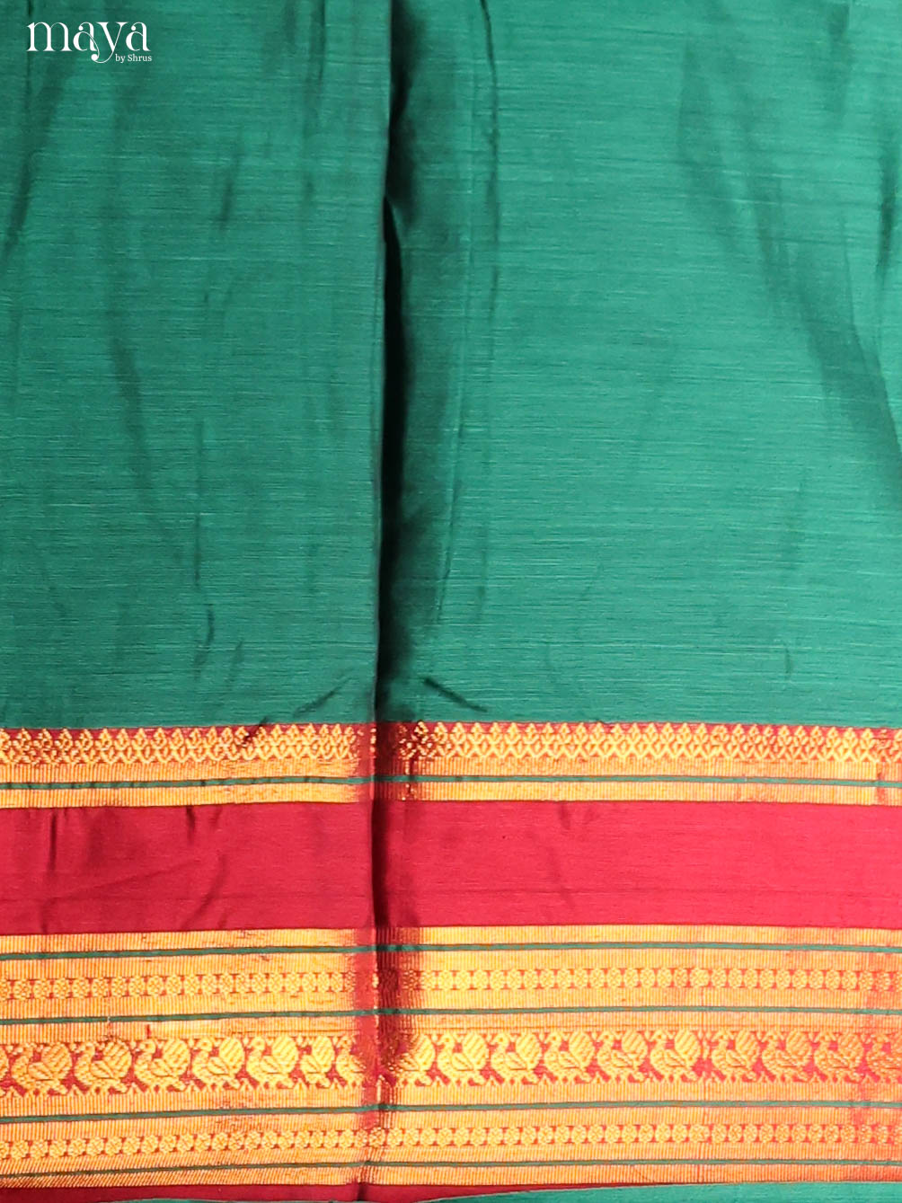 Green & Red-Narayanpet top & dupatta combo