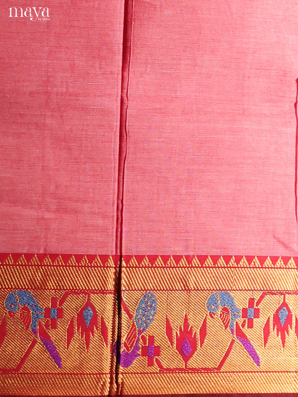 Pink & Red-Narayanpet top & dupatta combo