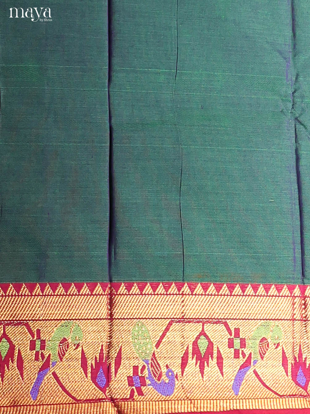 Peacock Green & Red -Narayanpet top & dupatta combo