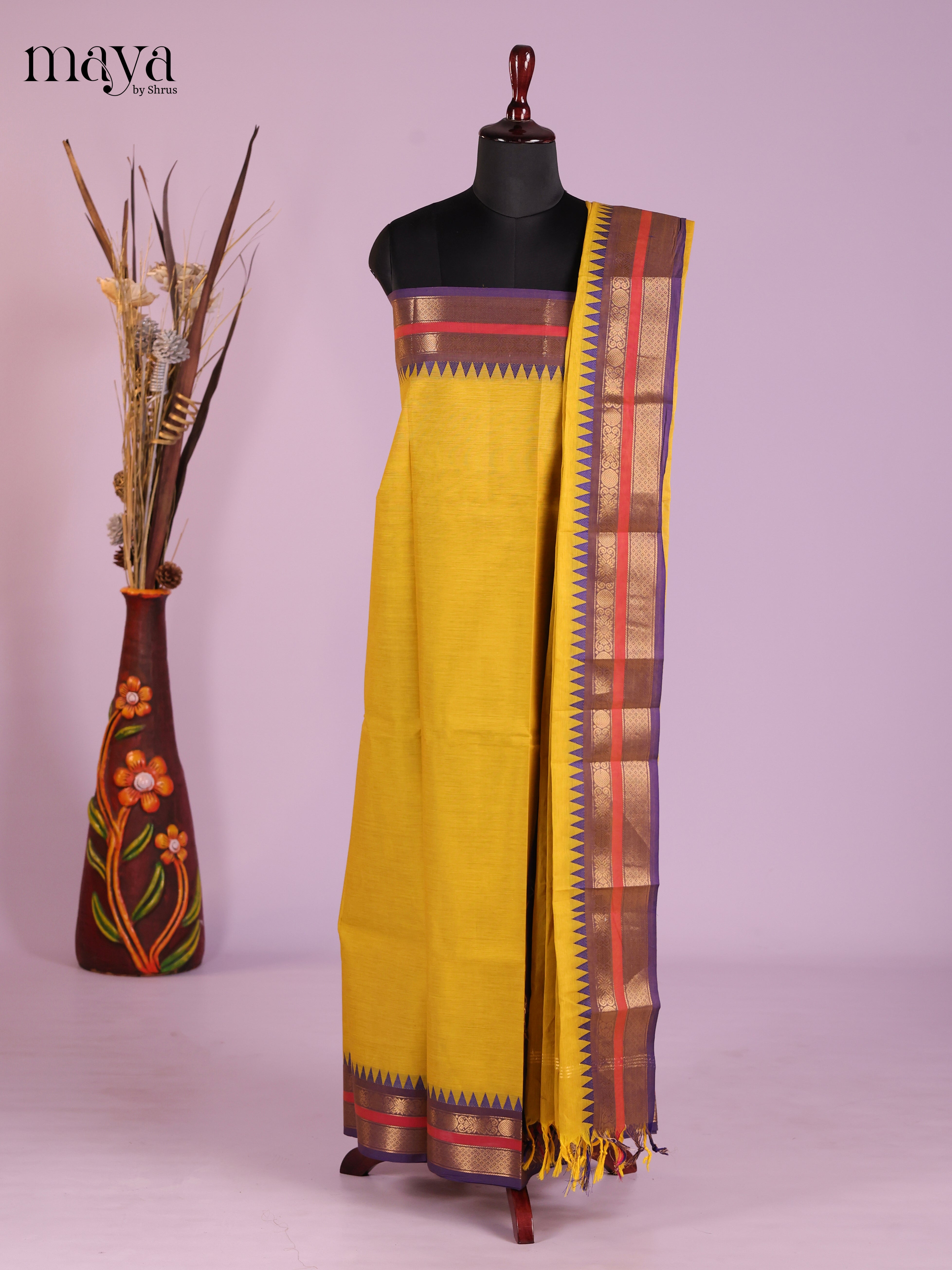 Yellow & Purple -chettinad top & dupatta combo