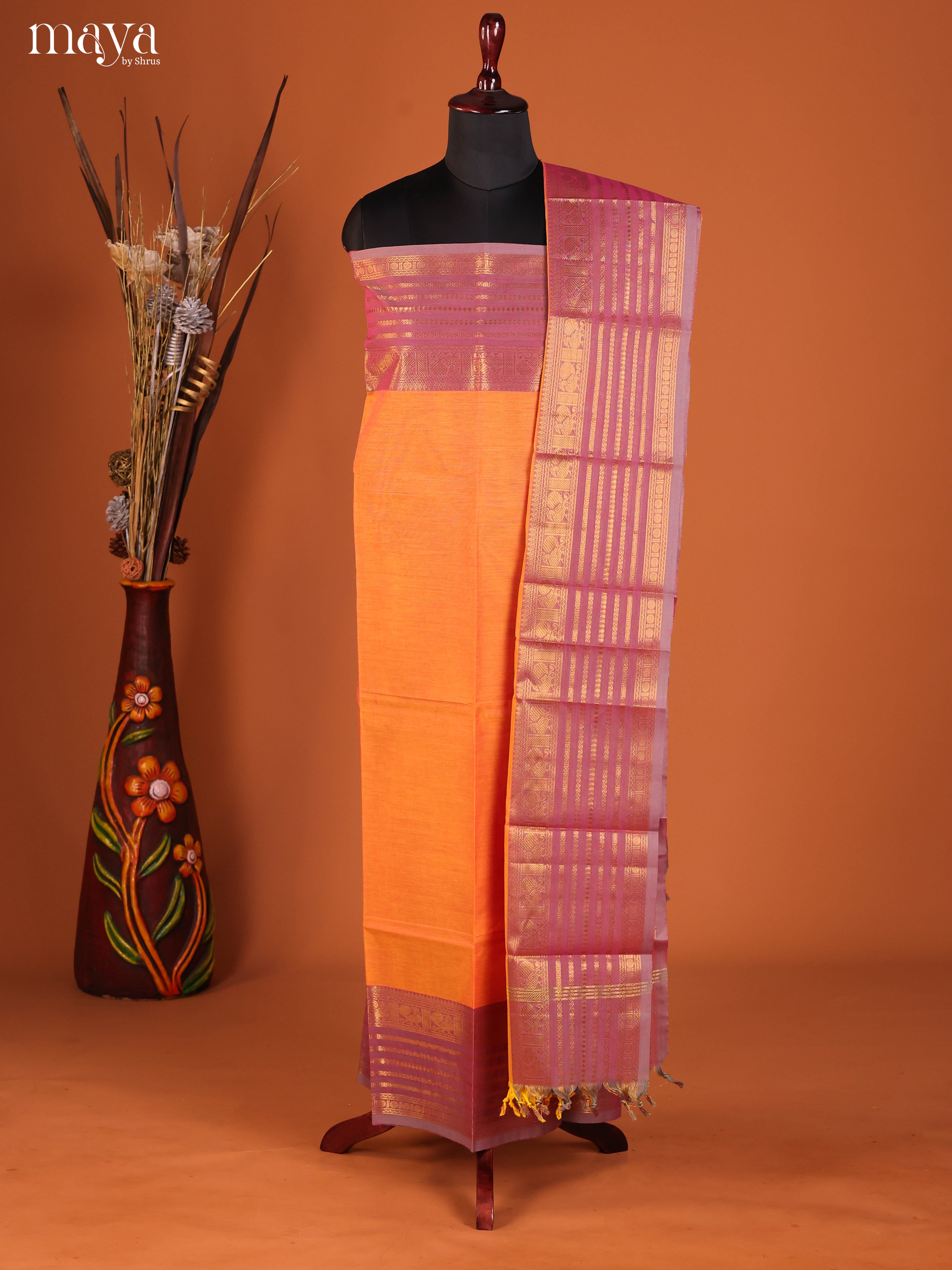 Orange & Purple-chettinad top & dupatta combo