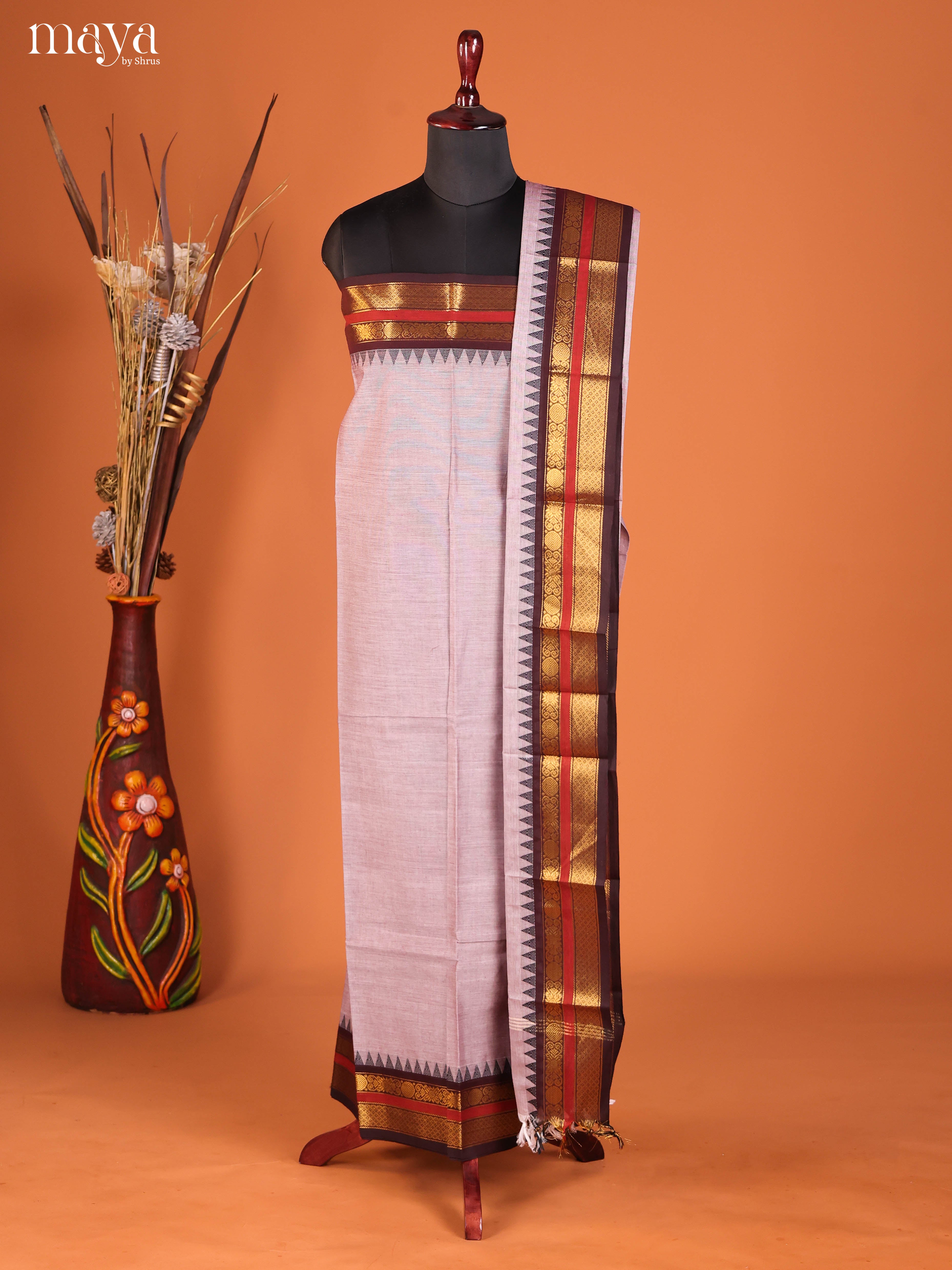 Lavender & Maroon -chettinad top & dupatta combo
