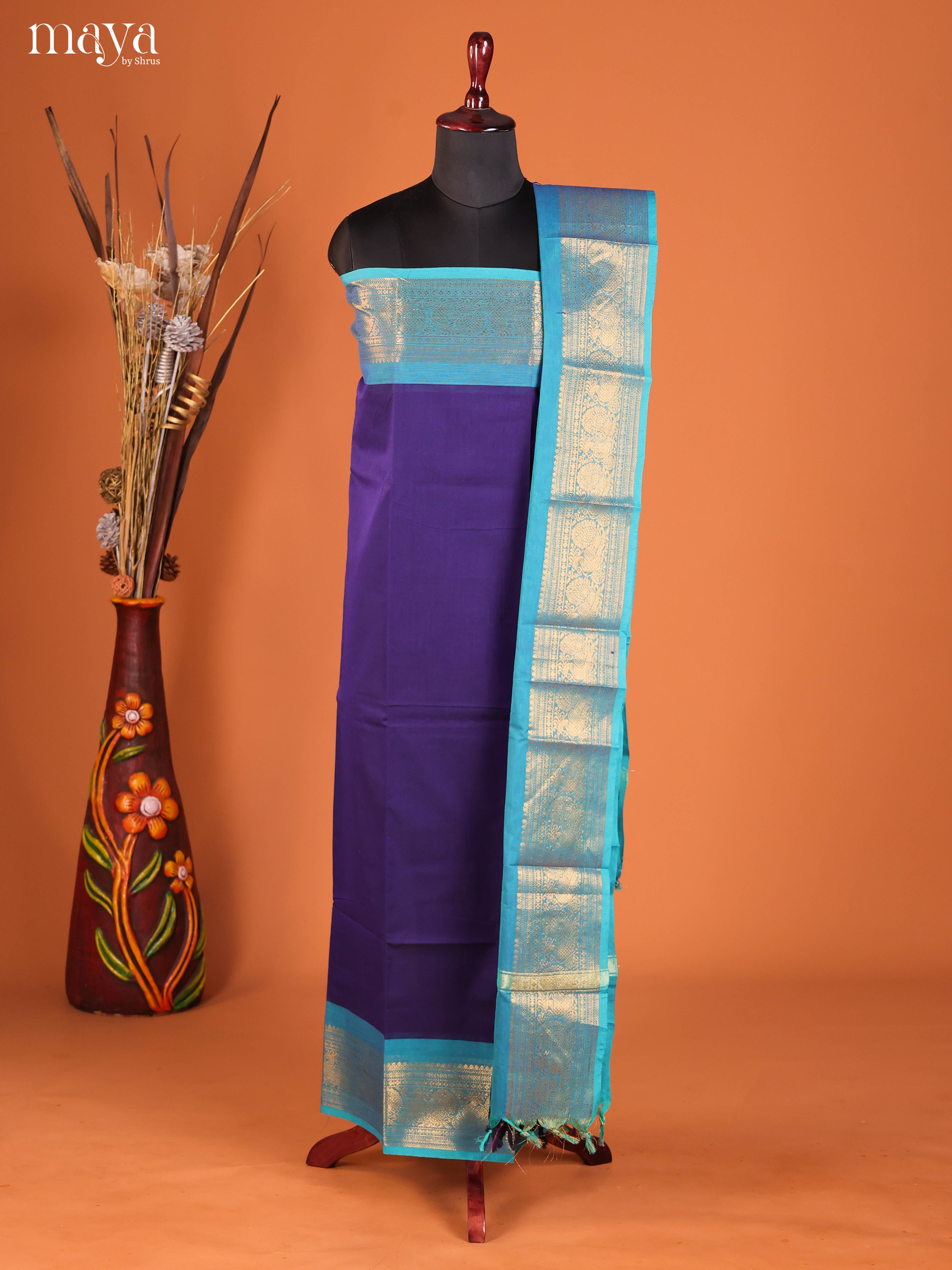 Violet & Blue-chettinad top & dupatta combo