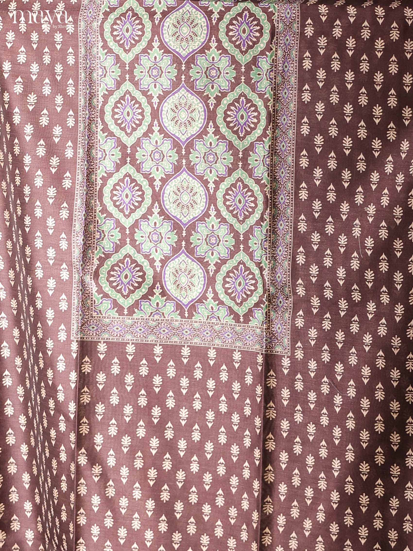 Brown -Semi Tussar Salwar Unstitch