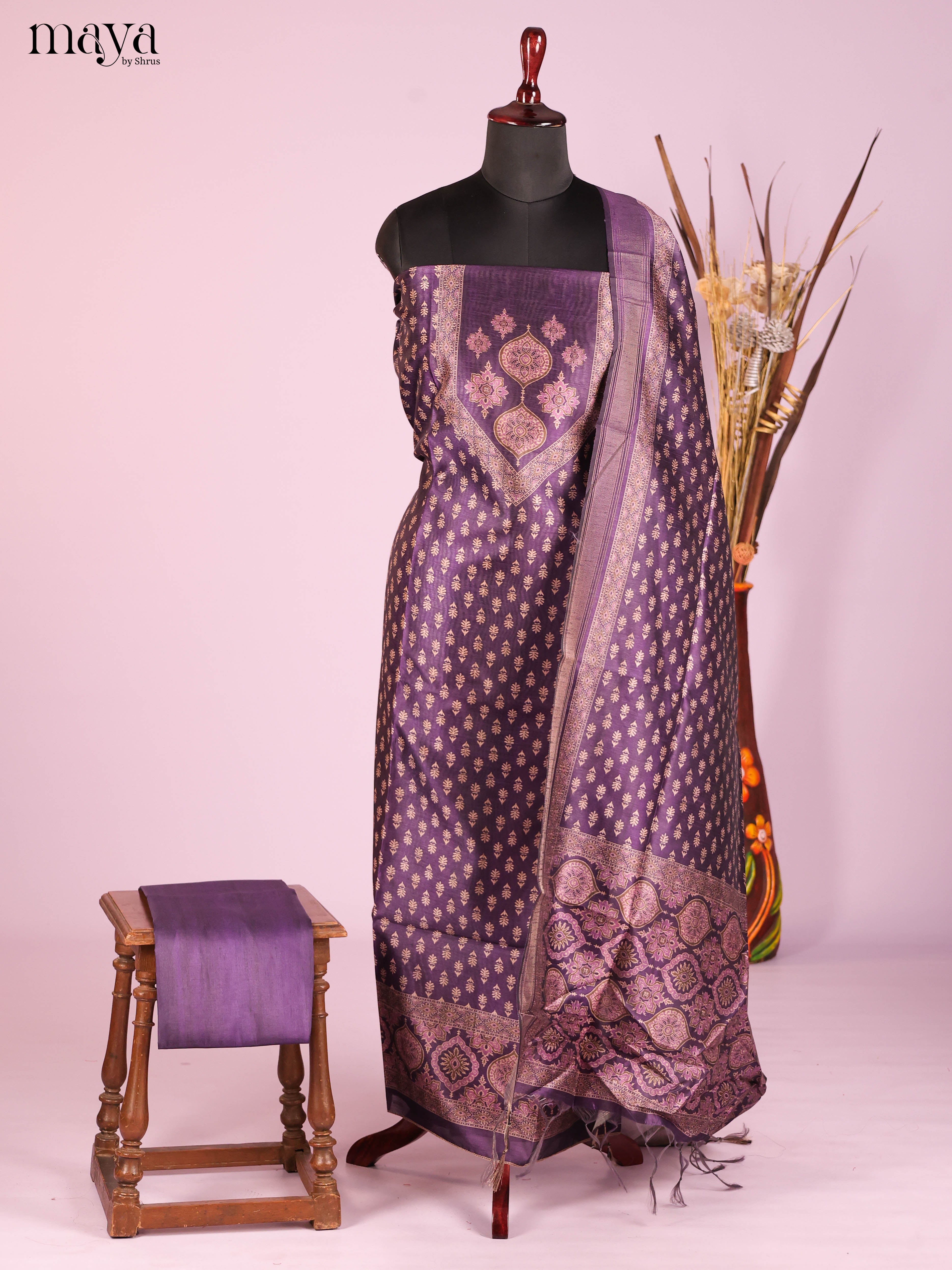 Violet -Semi Tussar Salwar Unstitch