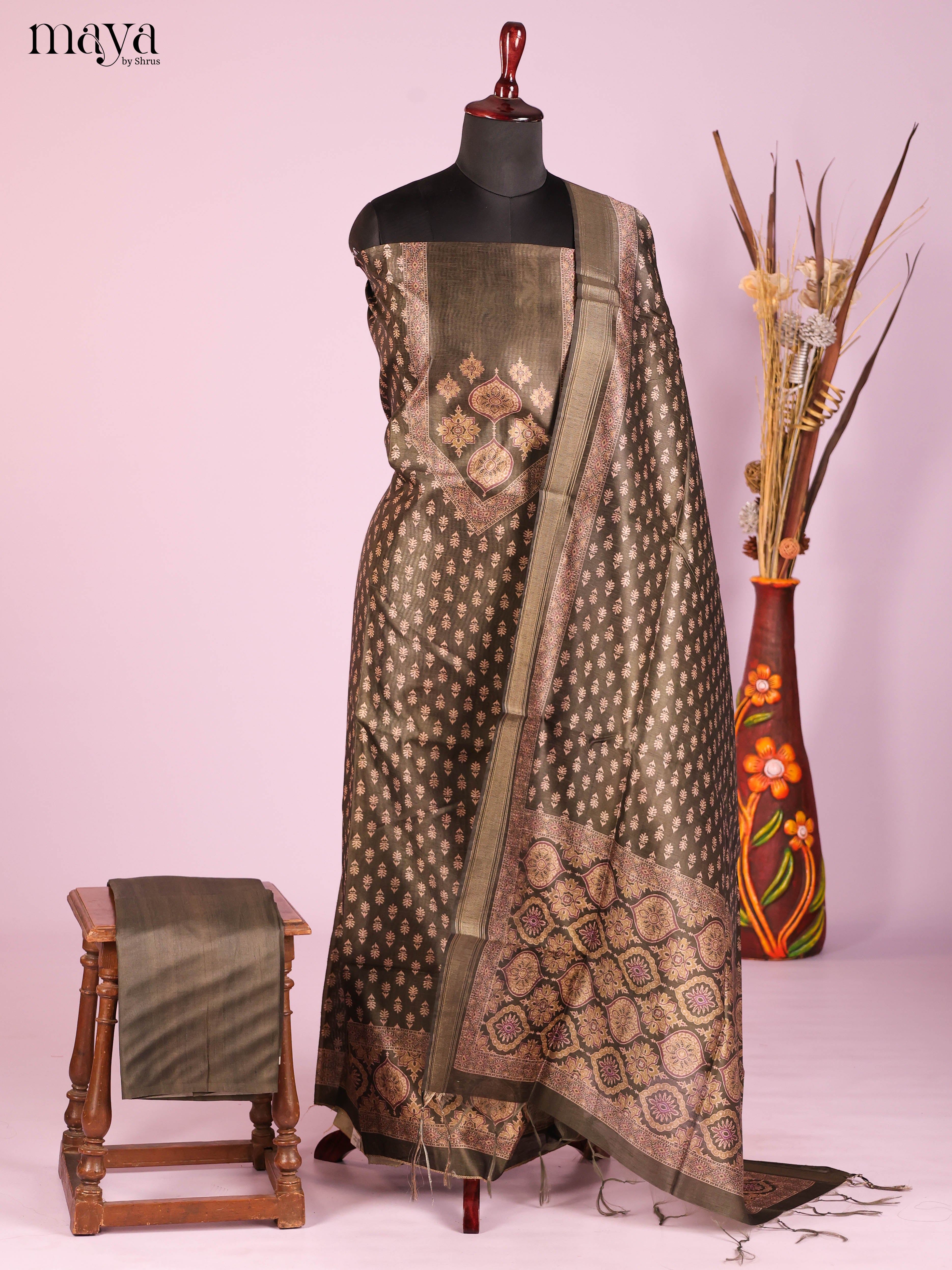 MDH18063-Semi Tussar Salwar Unstitch