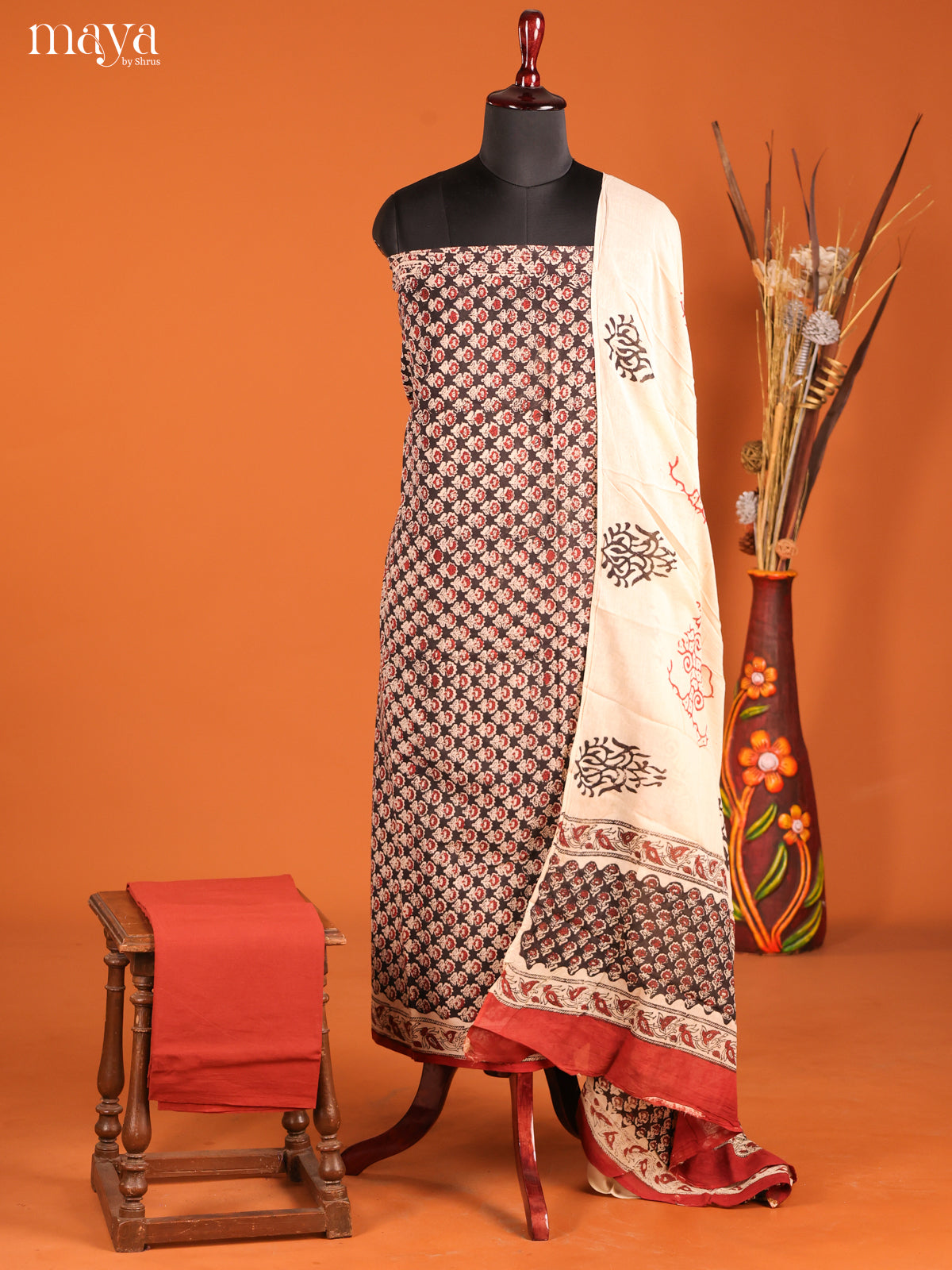 Cream & Black -Cotton salwar