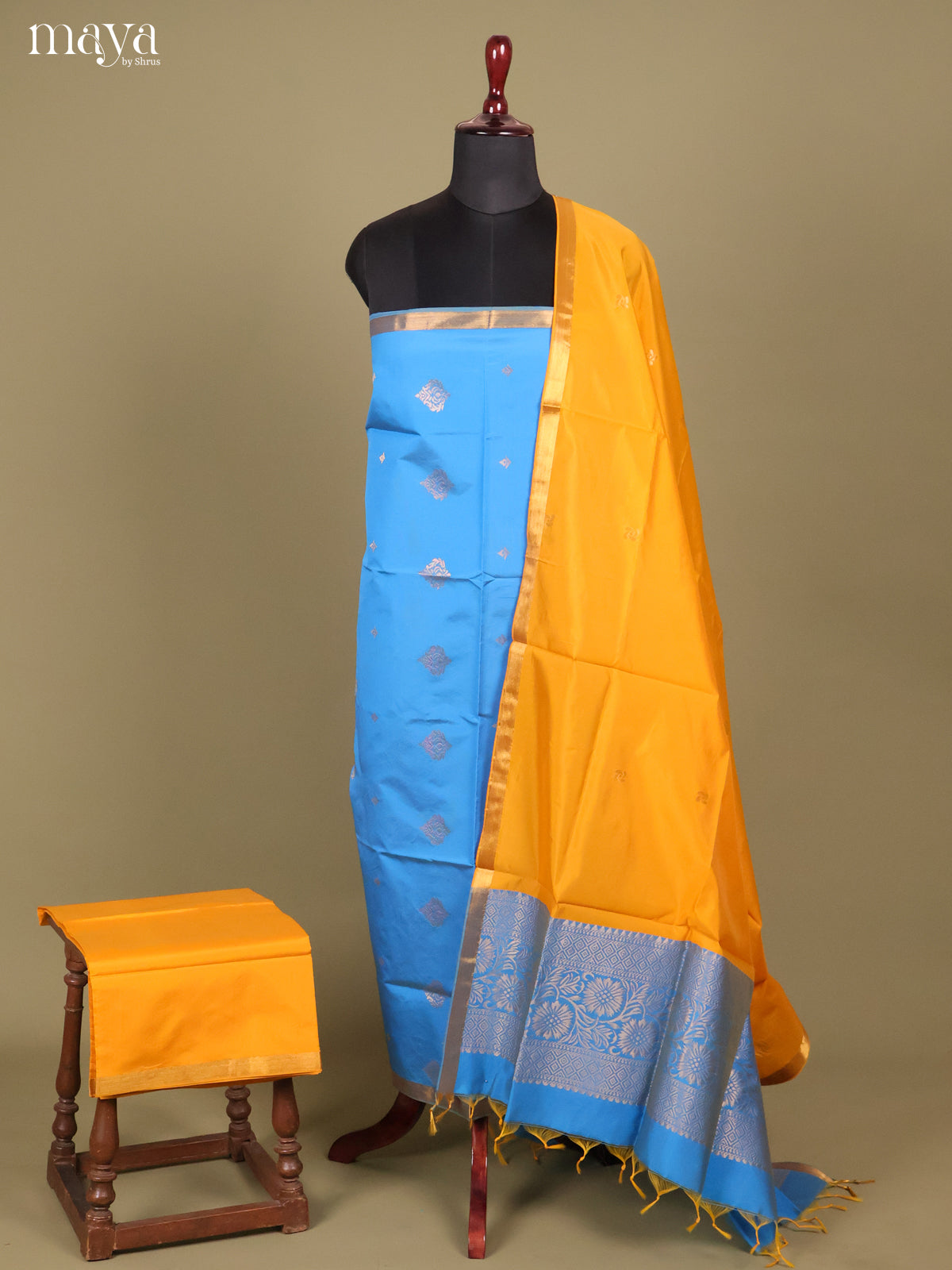 MDH26157-semi softsilk salwar Unstitch