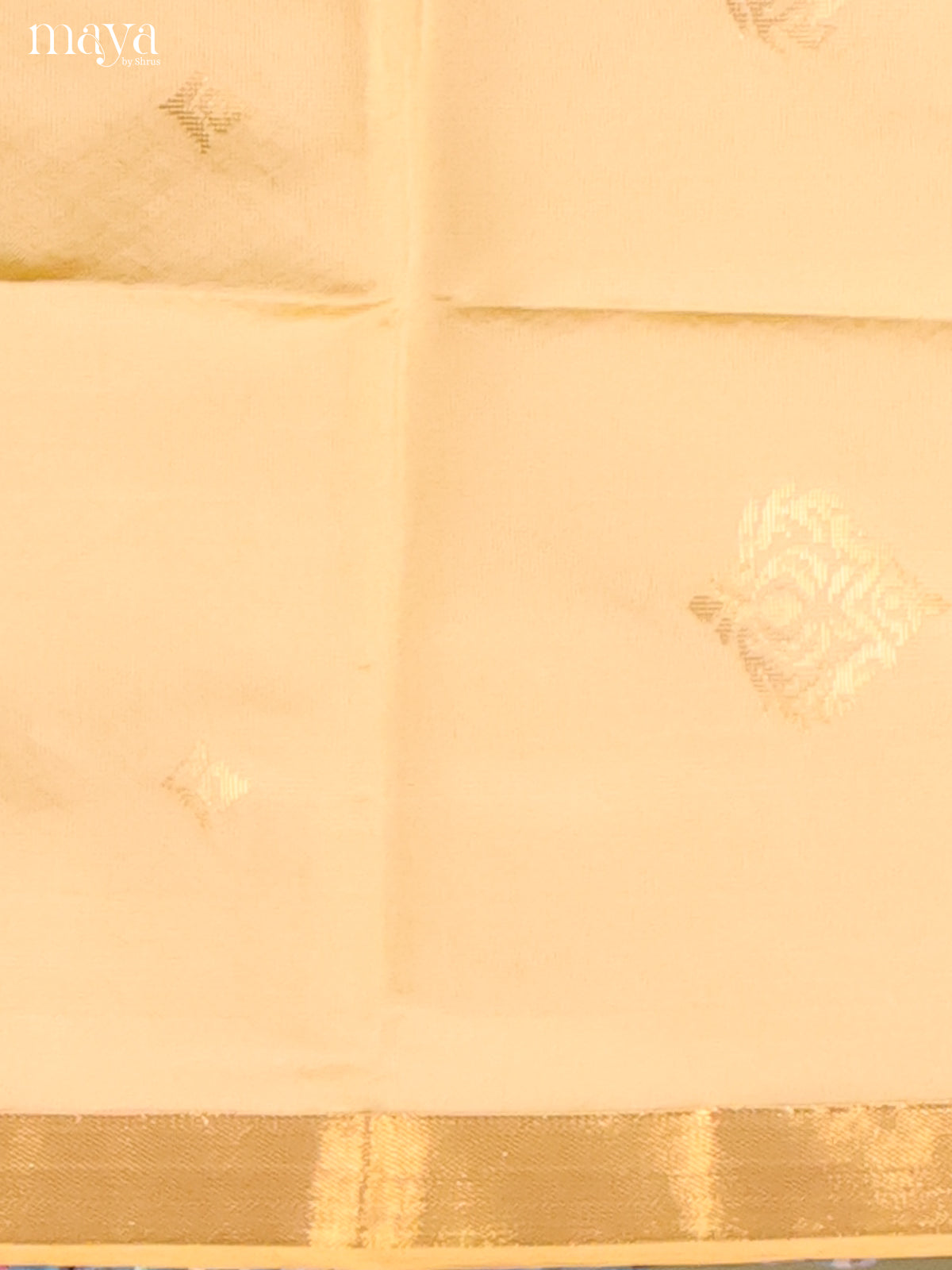 Cream & Blue -semi softsilk salwar Unstitch