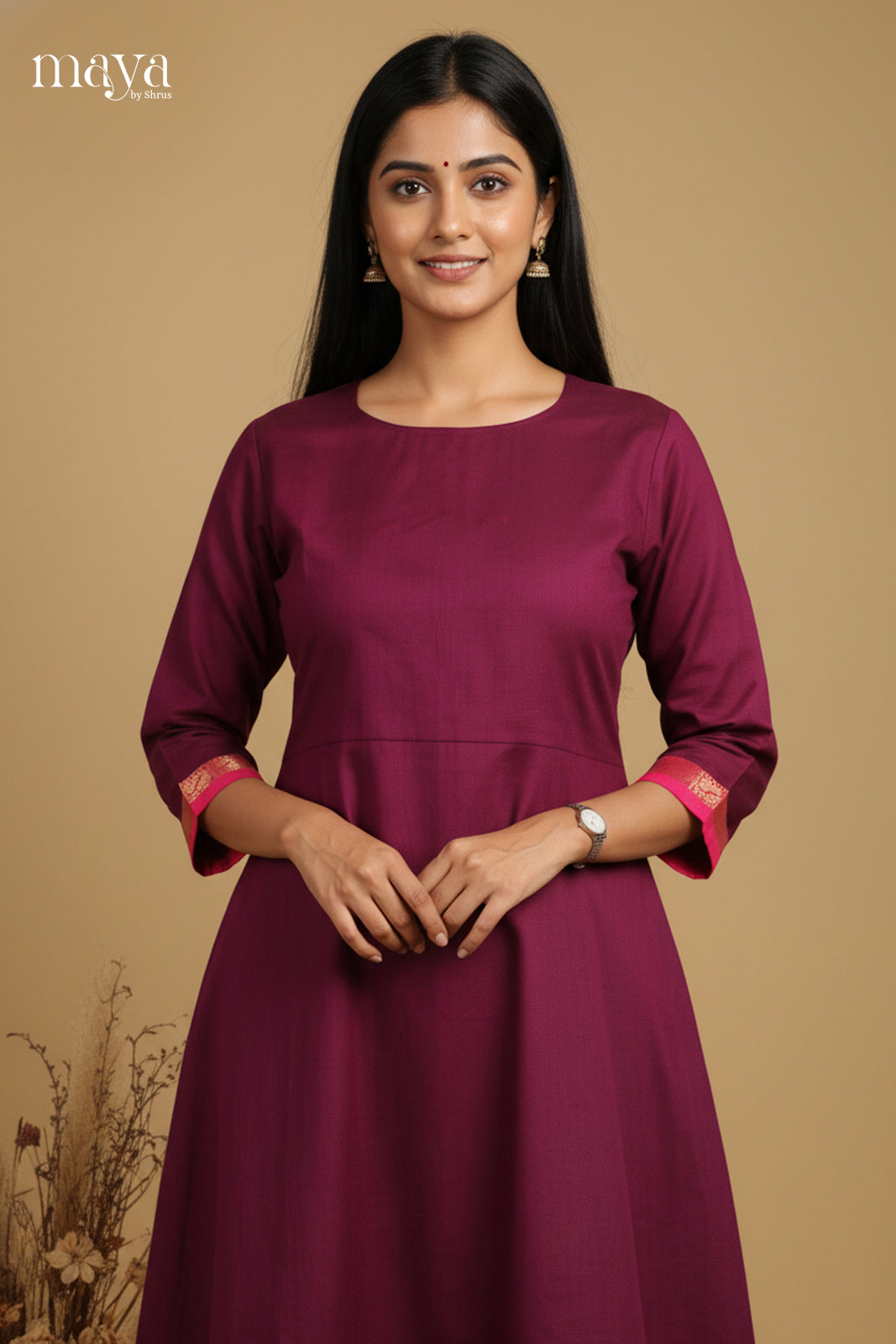 Purple & Pink - Chettinad Cotton Readymade Kurti