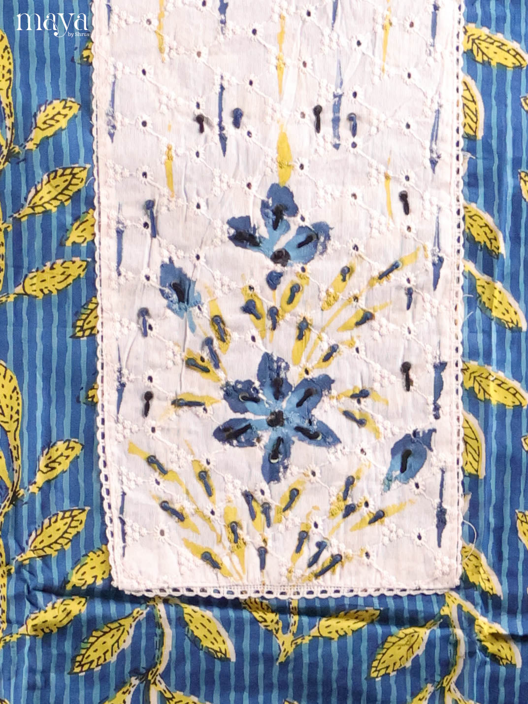 Blue & Cream -Ajrakh Salwar Unstitch