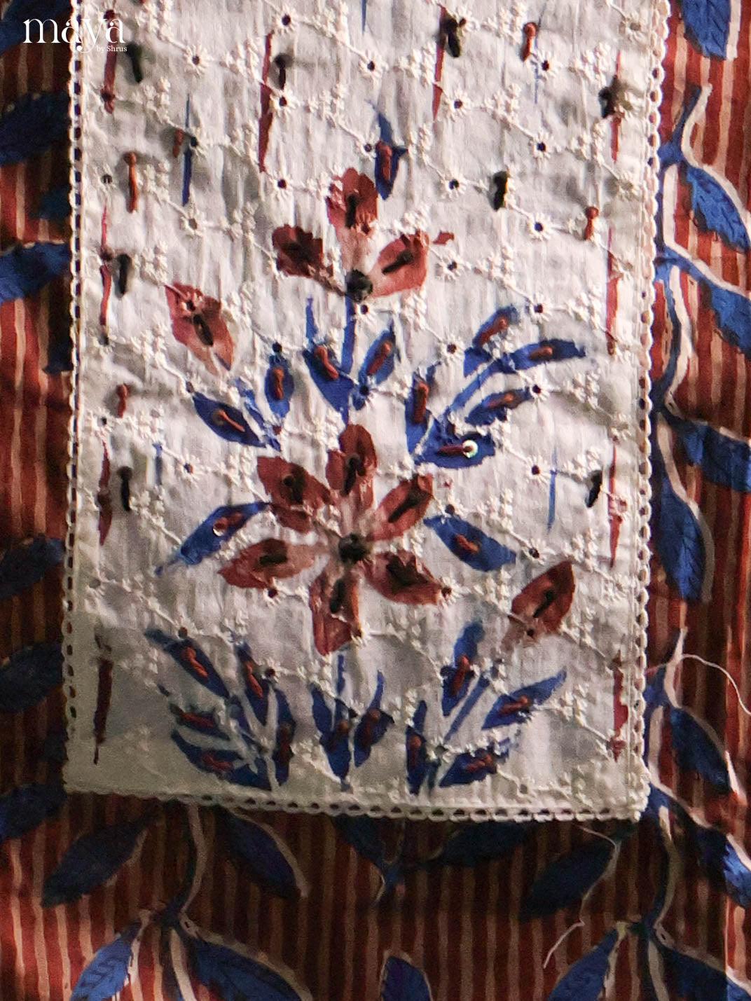 Brown & Cream-Ajrakh Salwar Unstitch