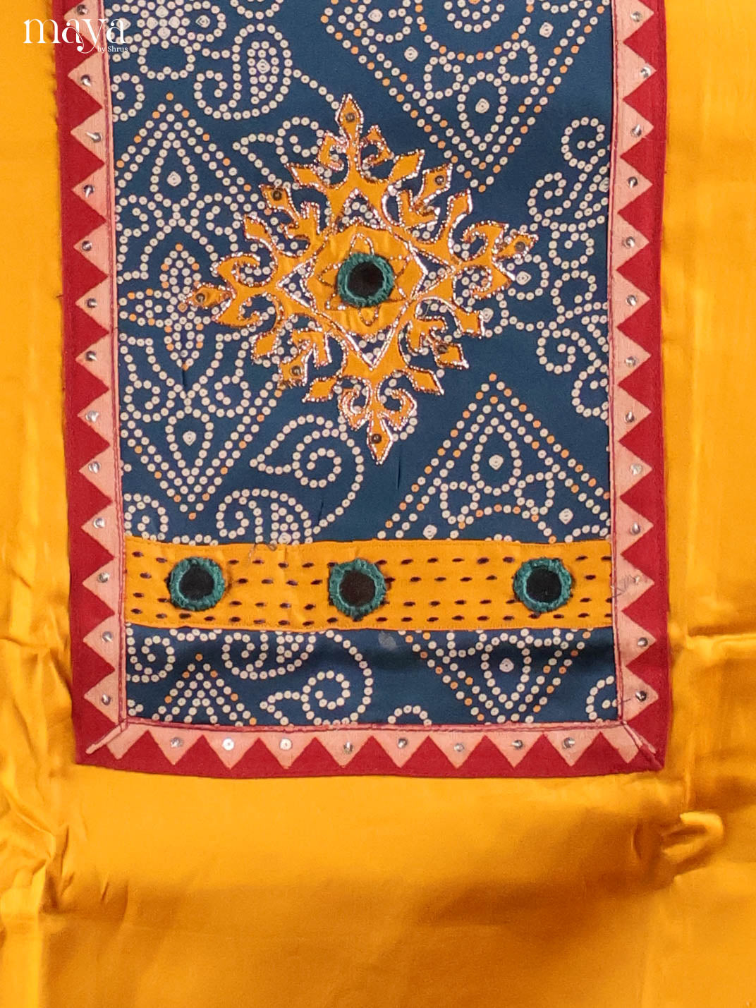 Yellow & Blue -Ajrakh Salwar Unstitch