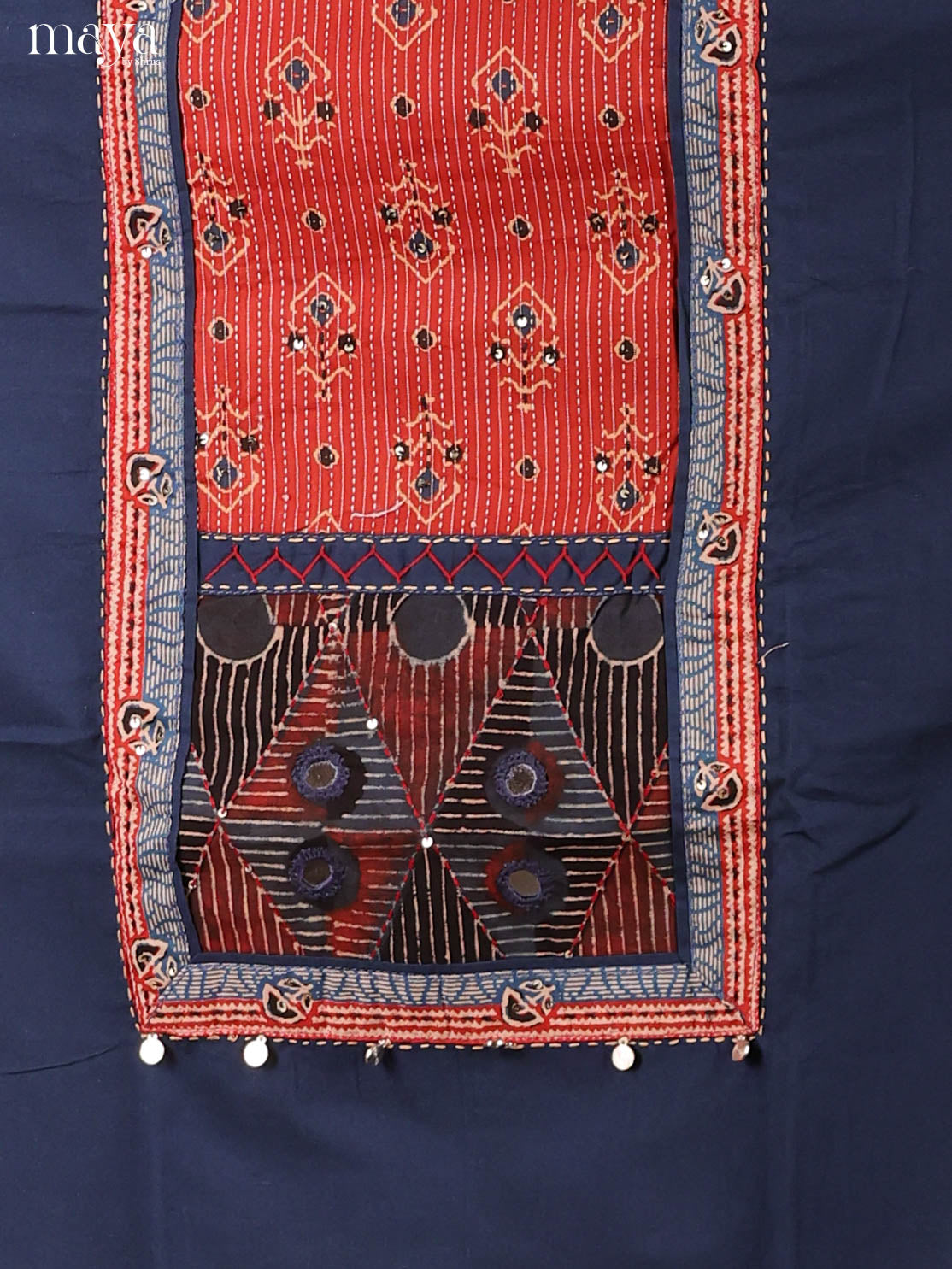Blue & Red -Ajrakh Salwar Unstitch