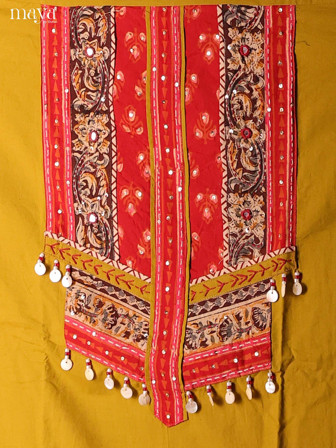 Mustardy Green & Red -Ajrakh Salwar Unstitch
