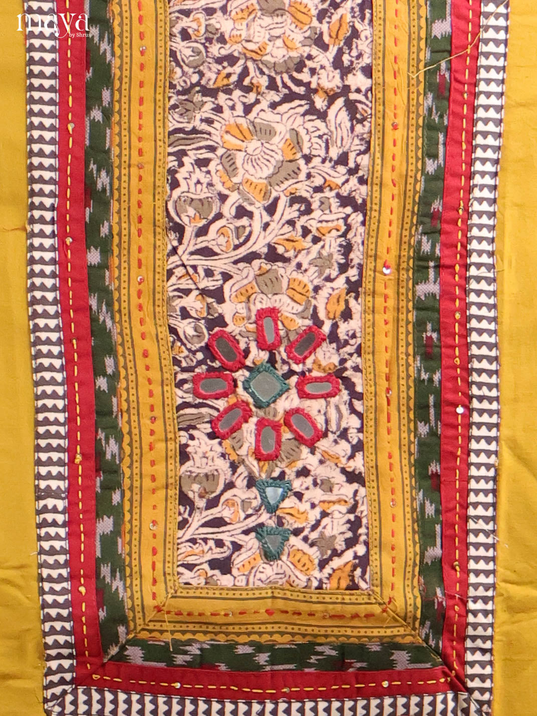 Mustardy Green & Black-Ajrakh Salwar Unstitch