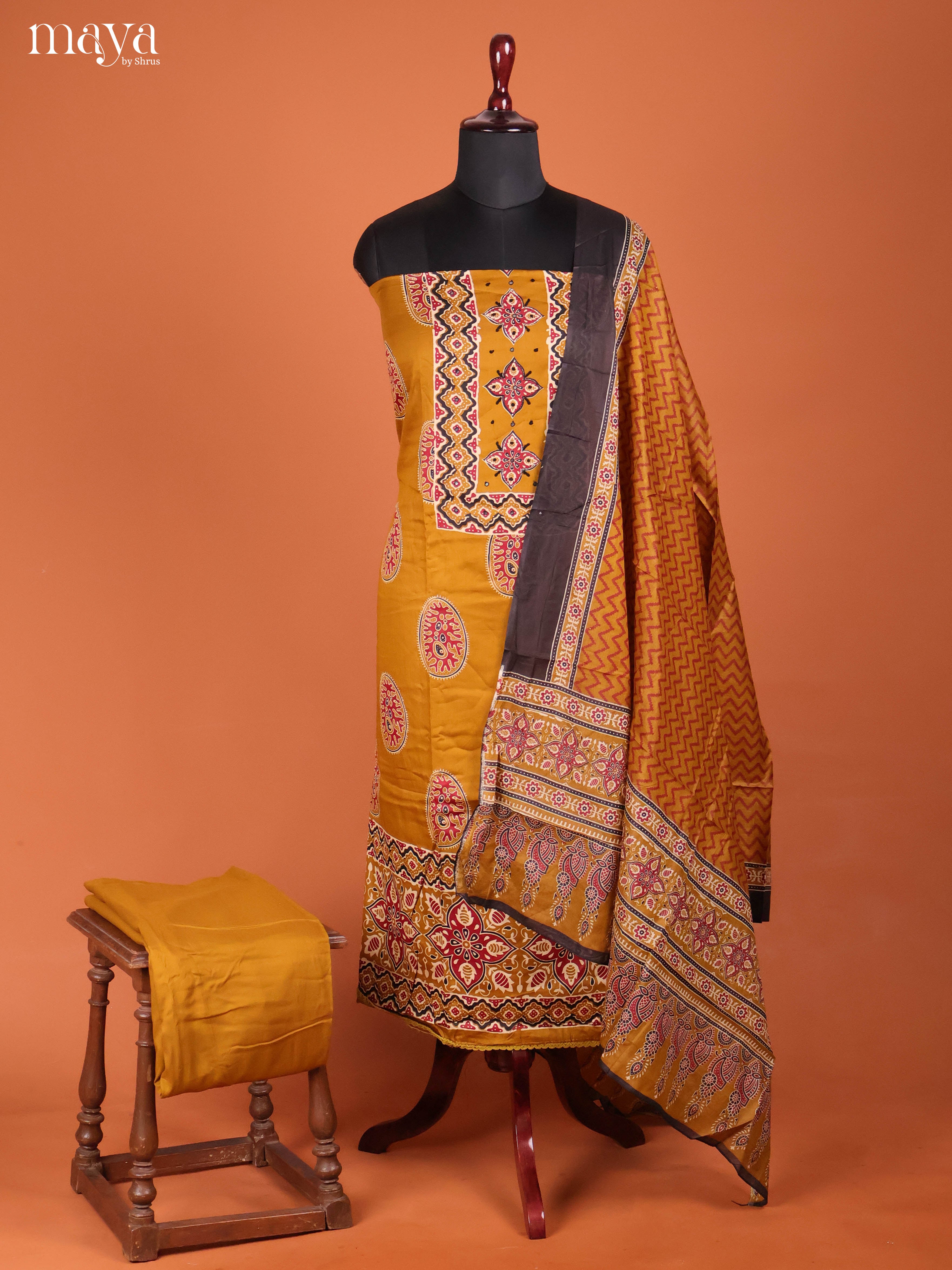 Mustard -Ajrakh Salwar Unstitch
