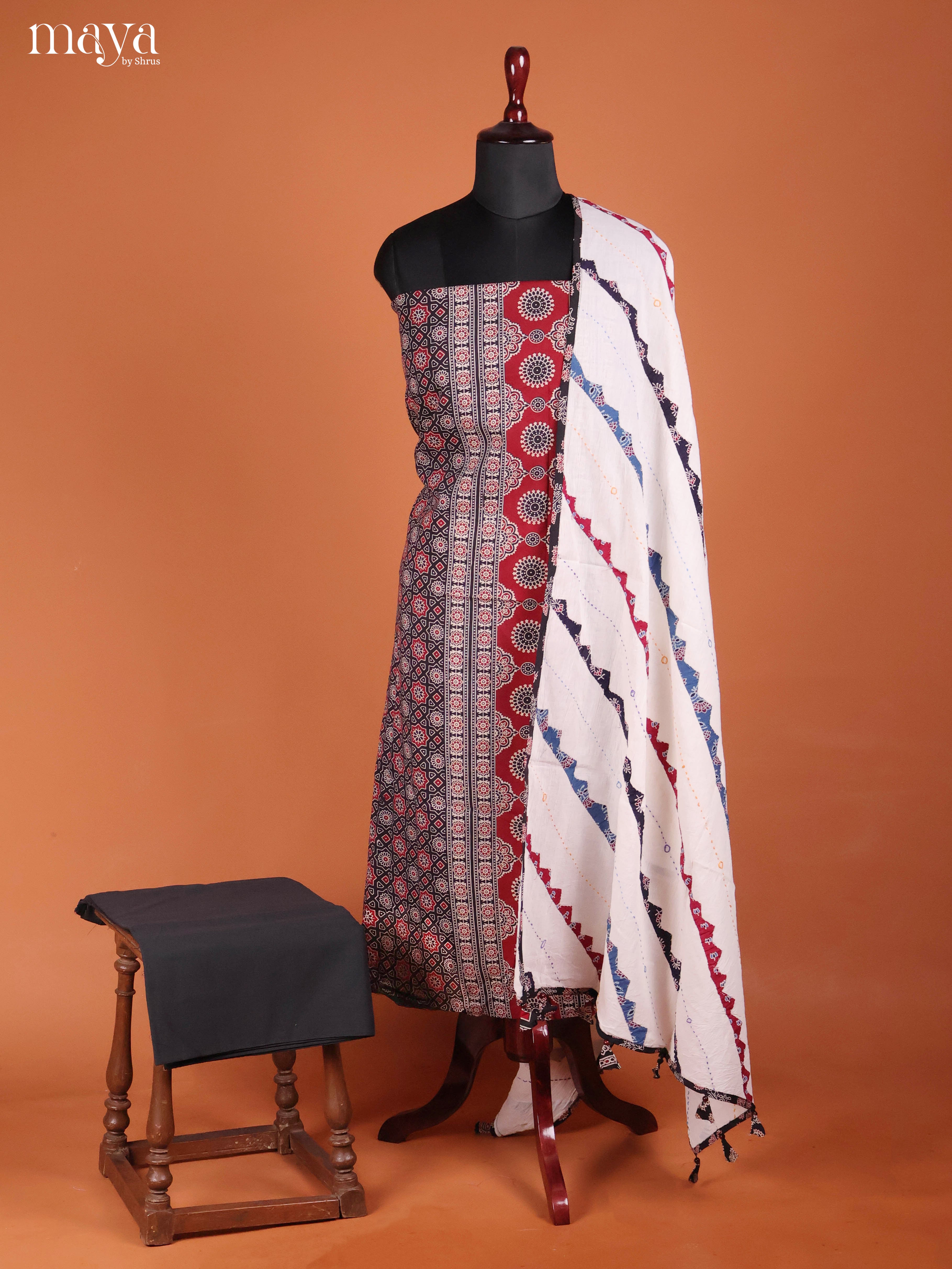 Black & Cream -Ajrakh Salwar Unstitch