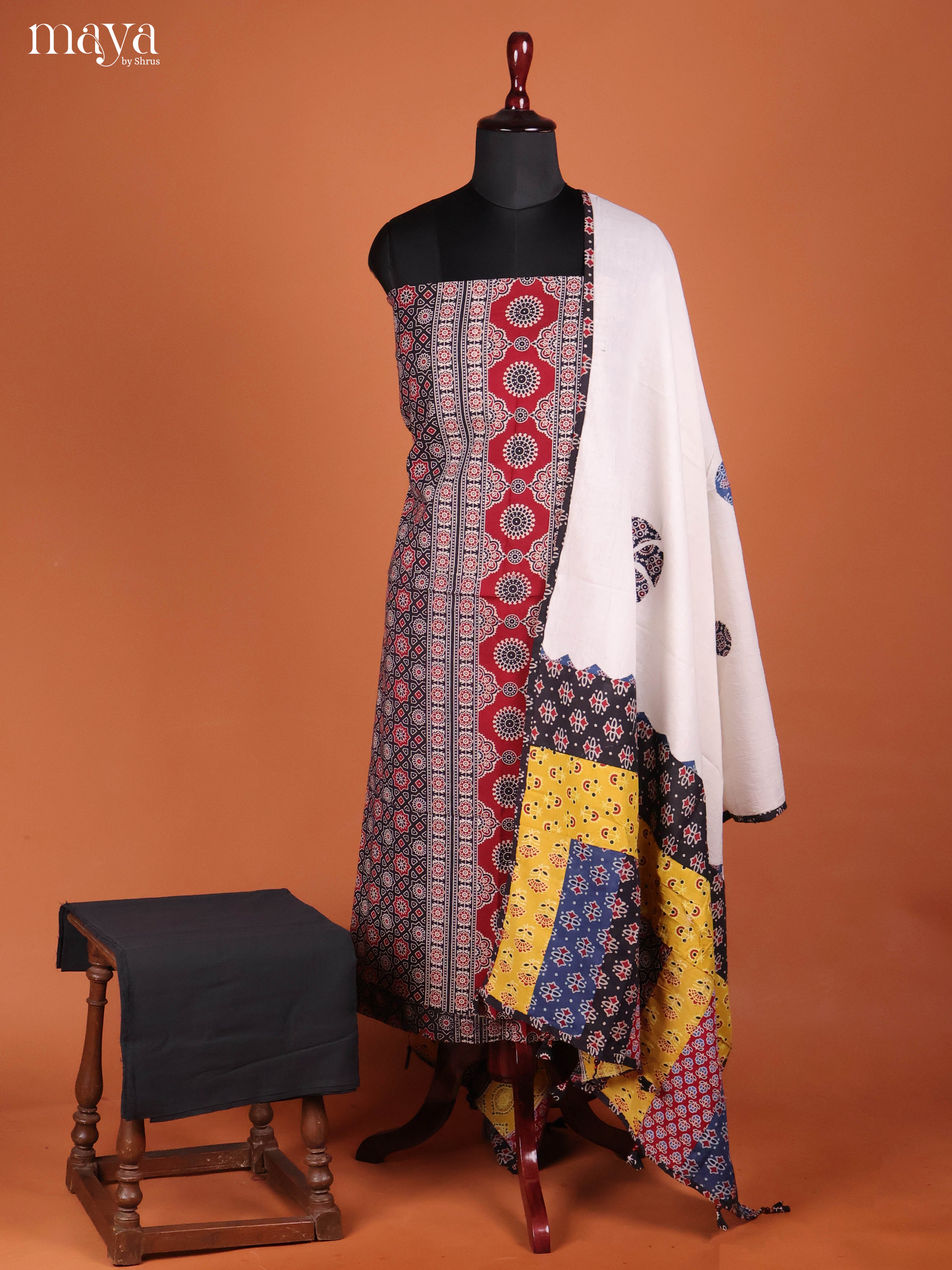 Black & Cream -Ajrakh Salwar Unstitch