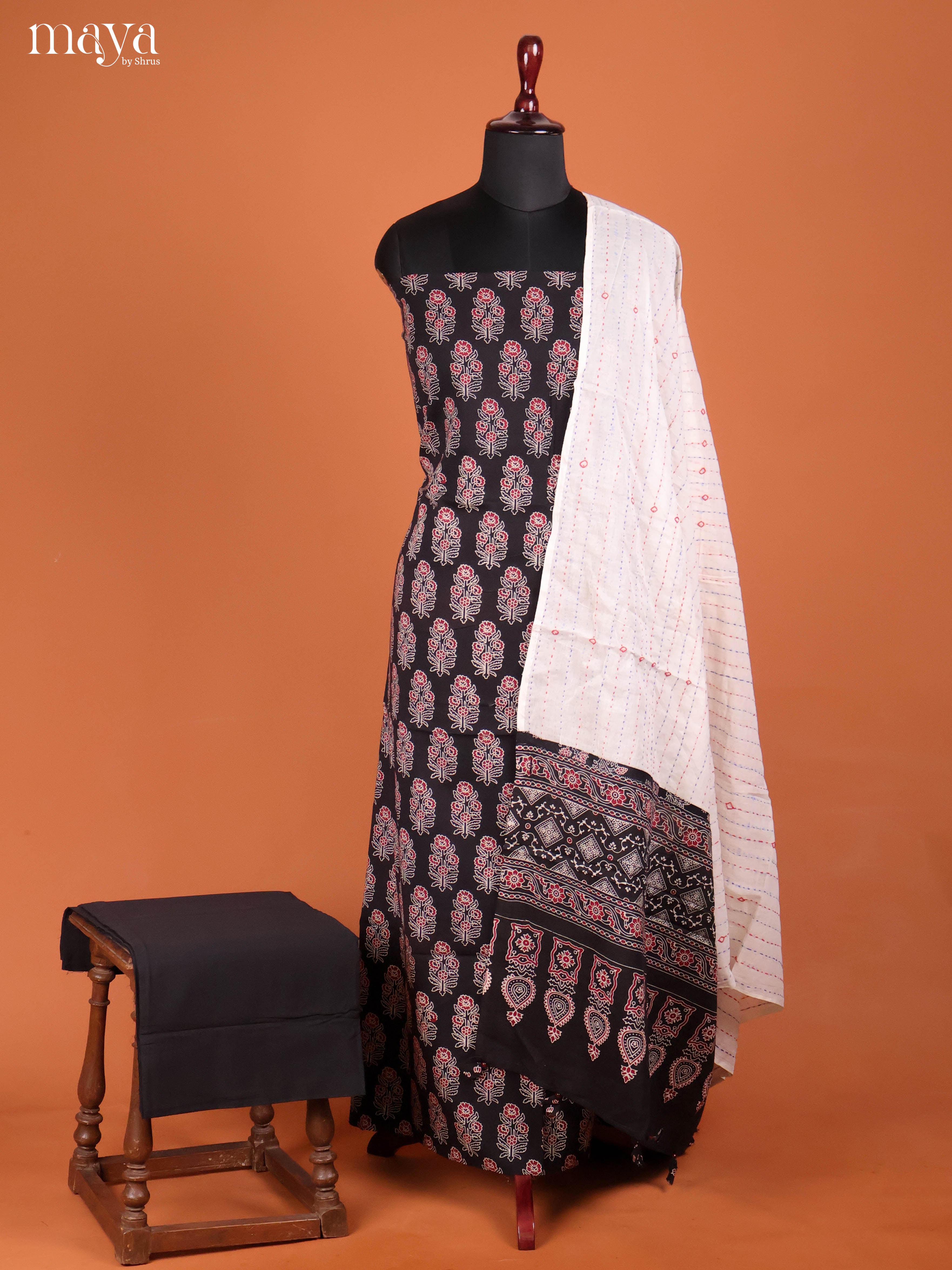 Black & Cream -Ajrakh Salwar Unstitch