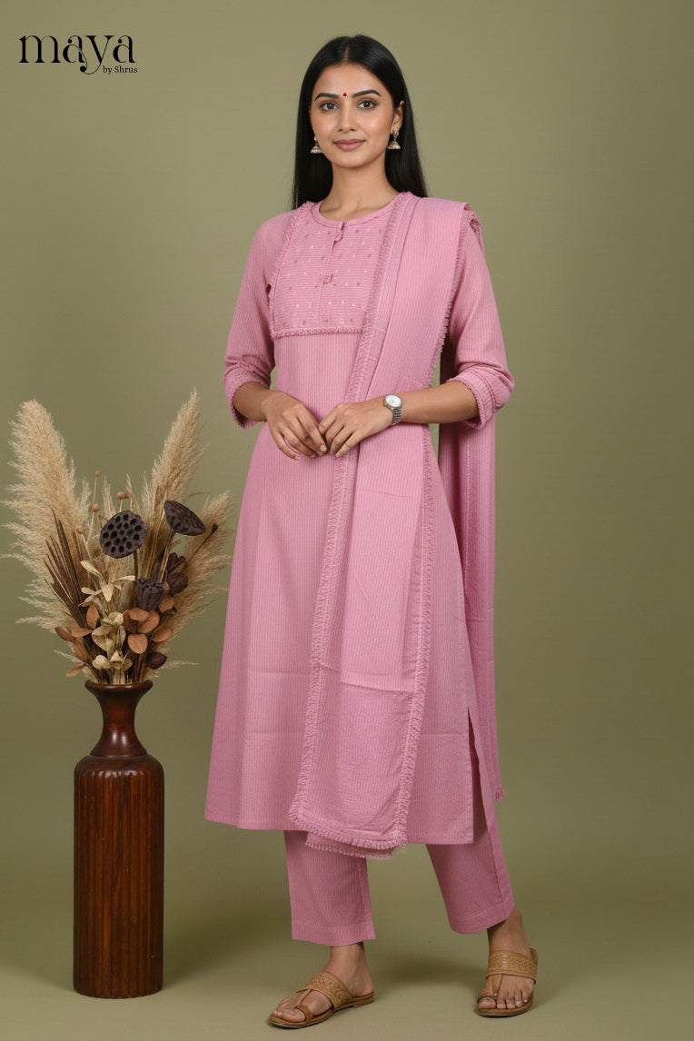 Pink -Readymade 3 Piece Salwar