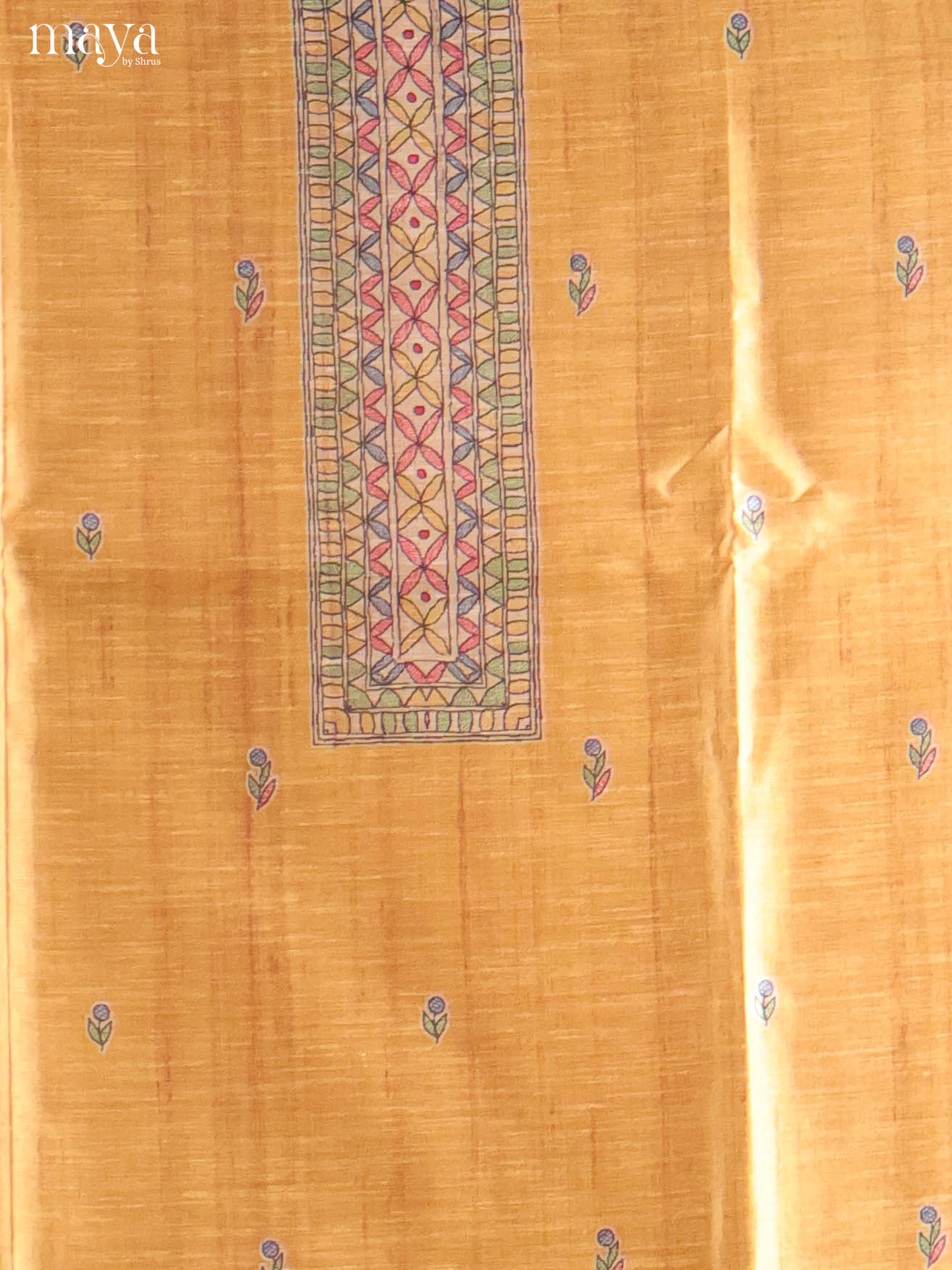 Yellow-Semi Tussar Salwar Unstitch